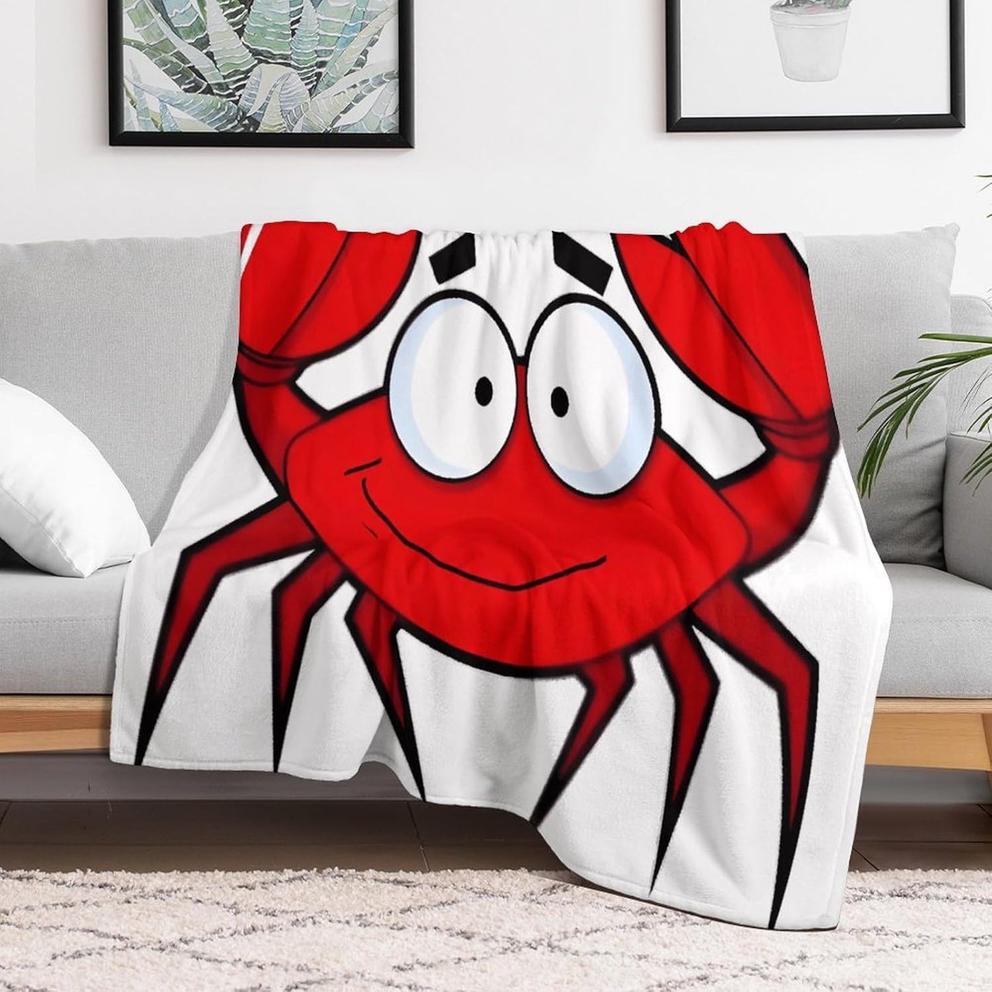 Cartoon Crab Throw Blanket for Couch Super Soft Warm Lightweight Throw Blankets Cozy Flannel Bed Blanket Cute Decorative Blankets for All Seasons Home Decor Gift 30"*40"（76 * 100cm）