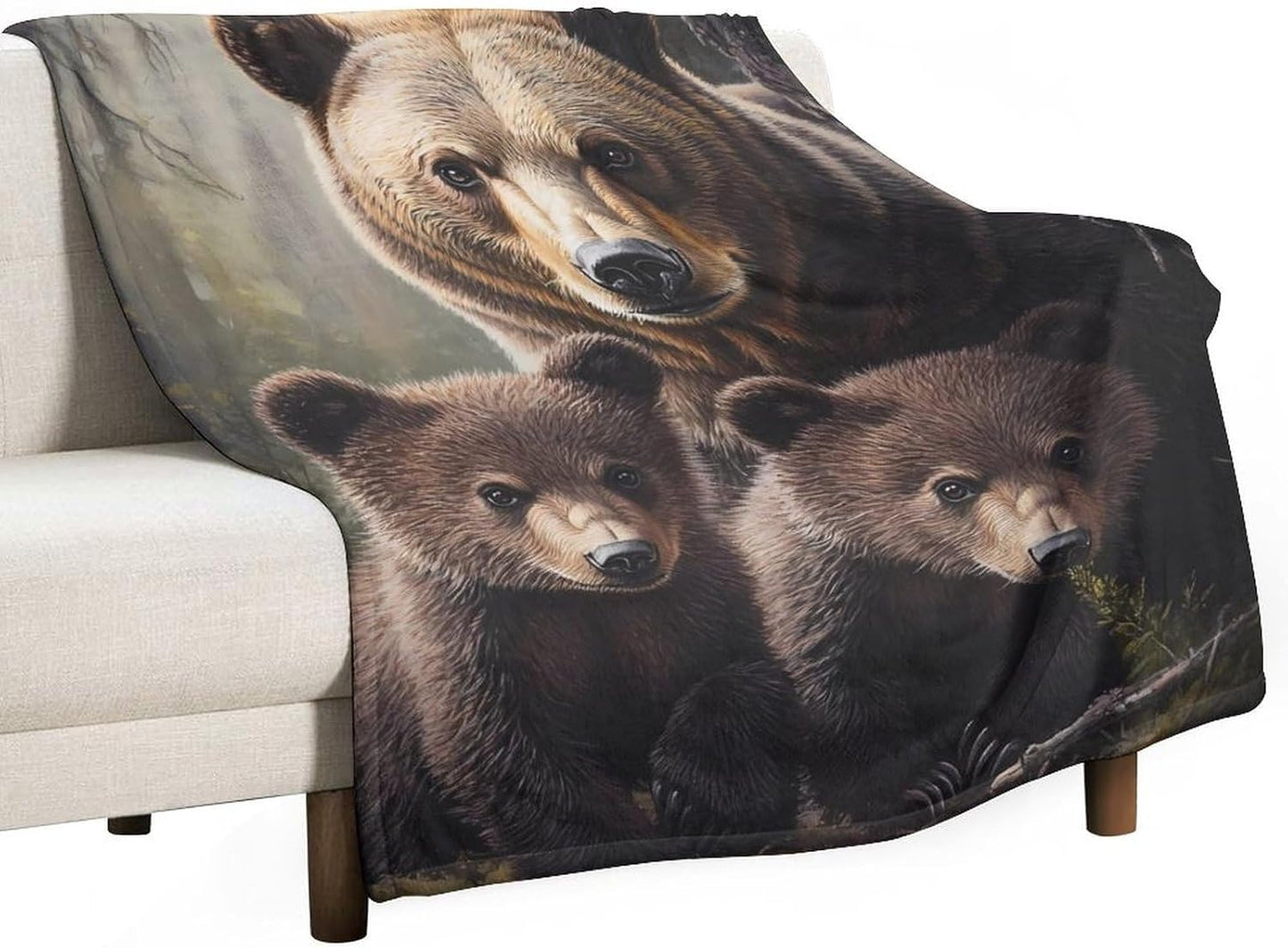 Bear Family Throw Blanket for Couch Bed Plush Cozy Fuzzy Flannel Blanket for All Season 40"x50"