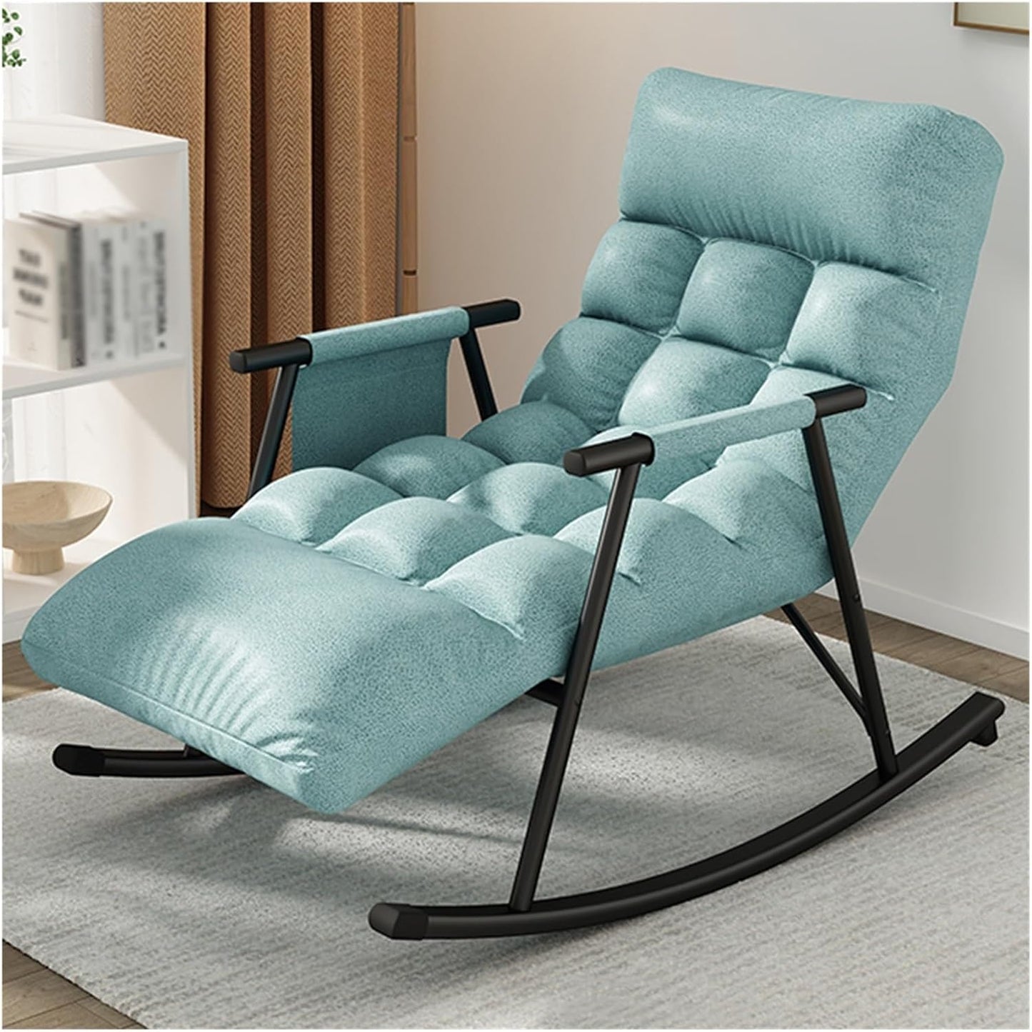 LSLYTQ Rocking ChairGlider Rocker with Side Pocket and Adjustable High Back,Comfy Recliner Lounge Sofa Chair Chair for Nursery,Living Room and Bedroom