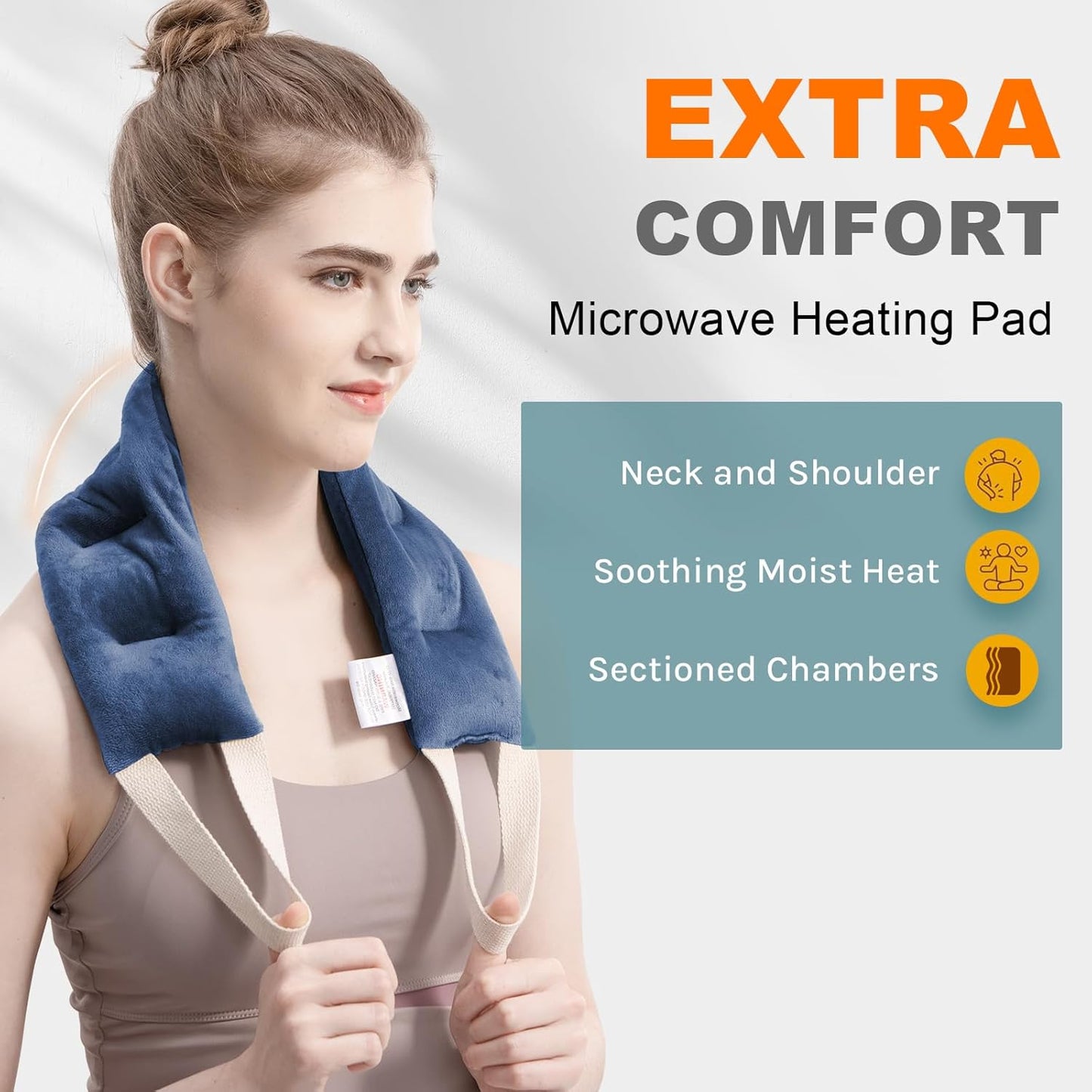 uncn Heating Pad for Neck Shoulders and Back Microwavable Wrap Weighted Neck Warmer 32x5in Microwave Heat Wrap Rice Beanbag Lavender Scented 1.5Pounds