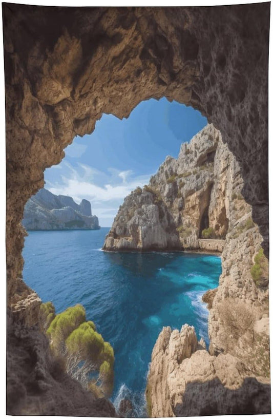 FodPand Arch in Mallorca Spain Tapestry Anti-fading Wall Tapestry with Installation Kit Backdrop Banner Multipurpose Aesthetic Tapestries Boho Wall Art Hanging Decorative Blanket 60"x90"