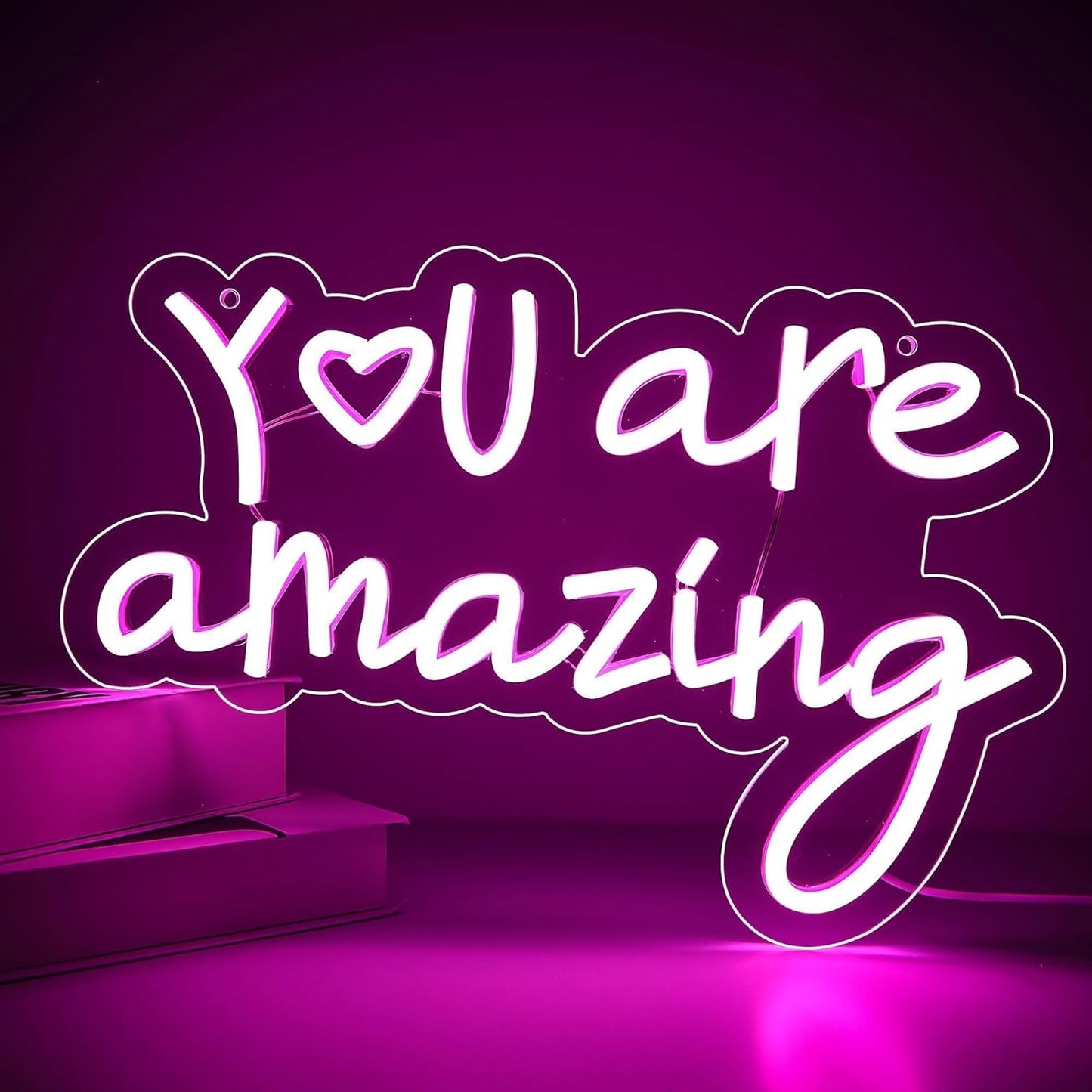 Pink You Are Amazing Neon Signs for Wall Decor,Amazing Led Neon for Girls Bedroom Wall Decor,Girls Light Up Sign for Birthday Wedding Party,Valentines Day Decor,Size 13.8 * 9.1 Inches（JTLD100）