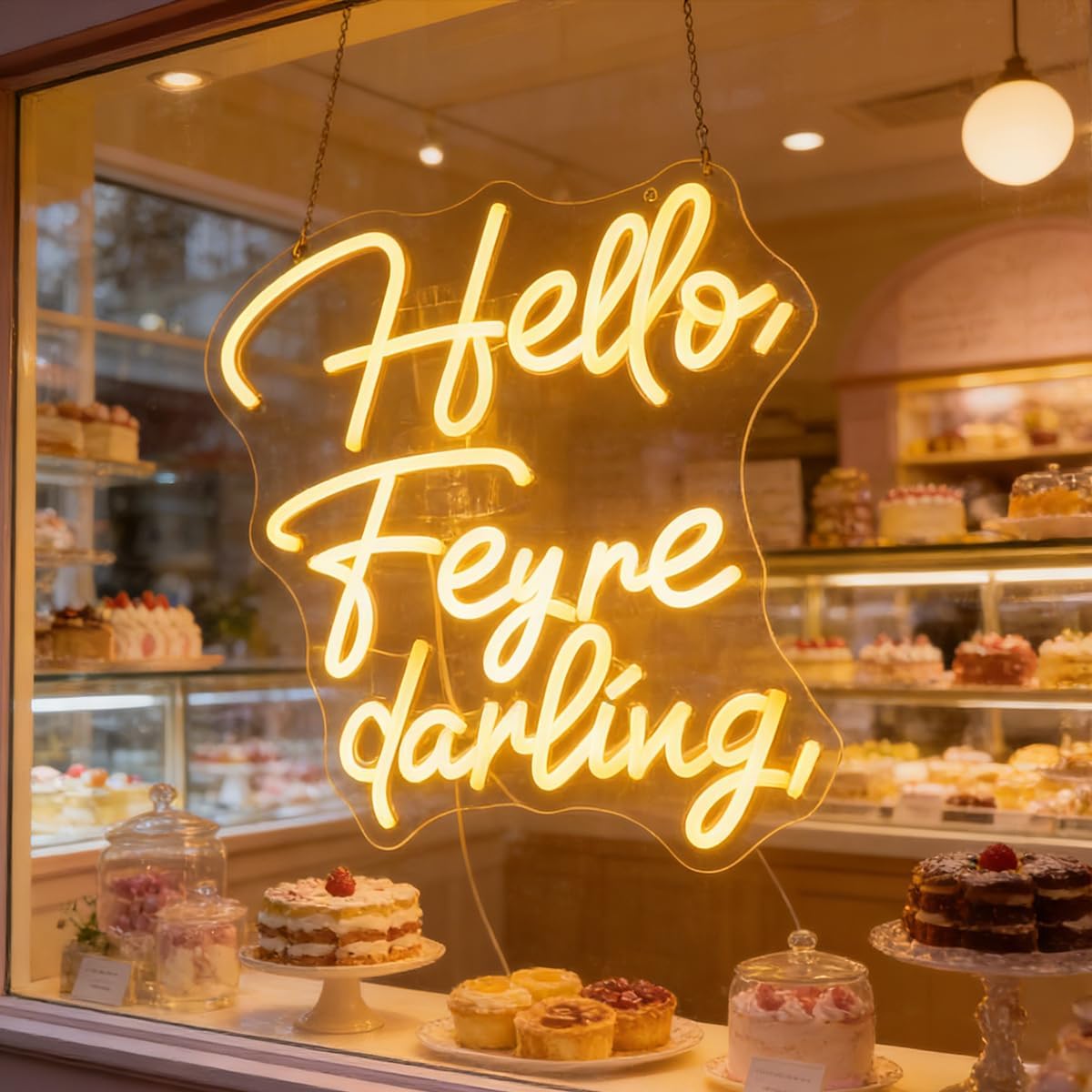 "Hello, Feyre Darling" Bookish Quote Light - Whimsical LED Decor for Fan's Bedroom, Reading Nook or Bookshelf Decor, Dimmable USB, Magical Gift for ACOTAR & SJM Fans