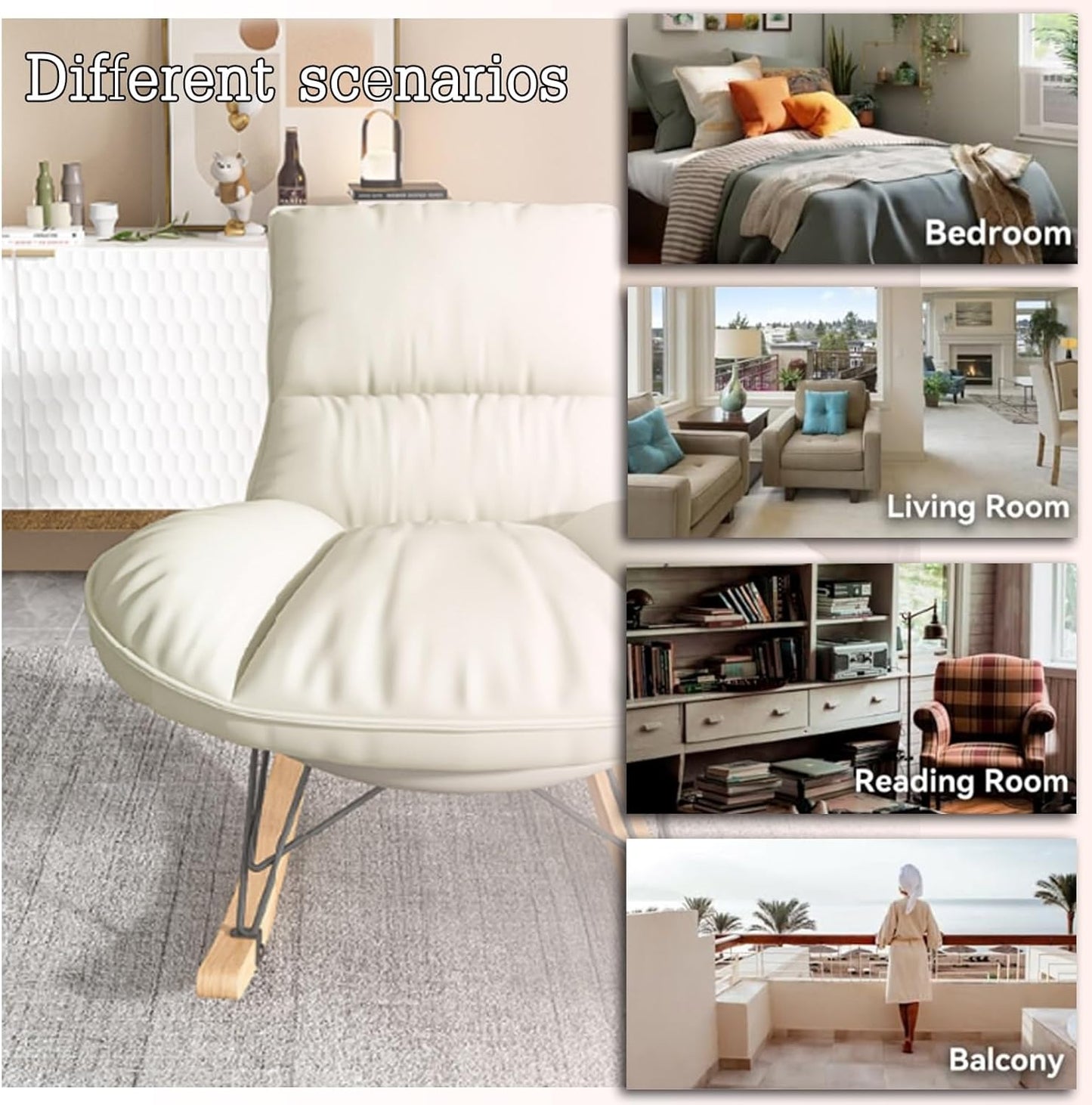 LSLYTQ Rocking Chairs, Rocking Chair for Nursery, Rocking Chairs for Adults, Relaxing Chair, Bedroom Chair, with Soft Lumbar and Wood Legs Recliner Relaxing Chair, for Balcony Living Room Bedroom