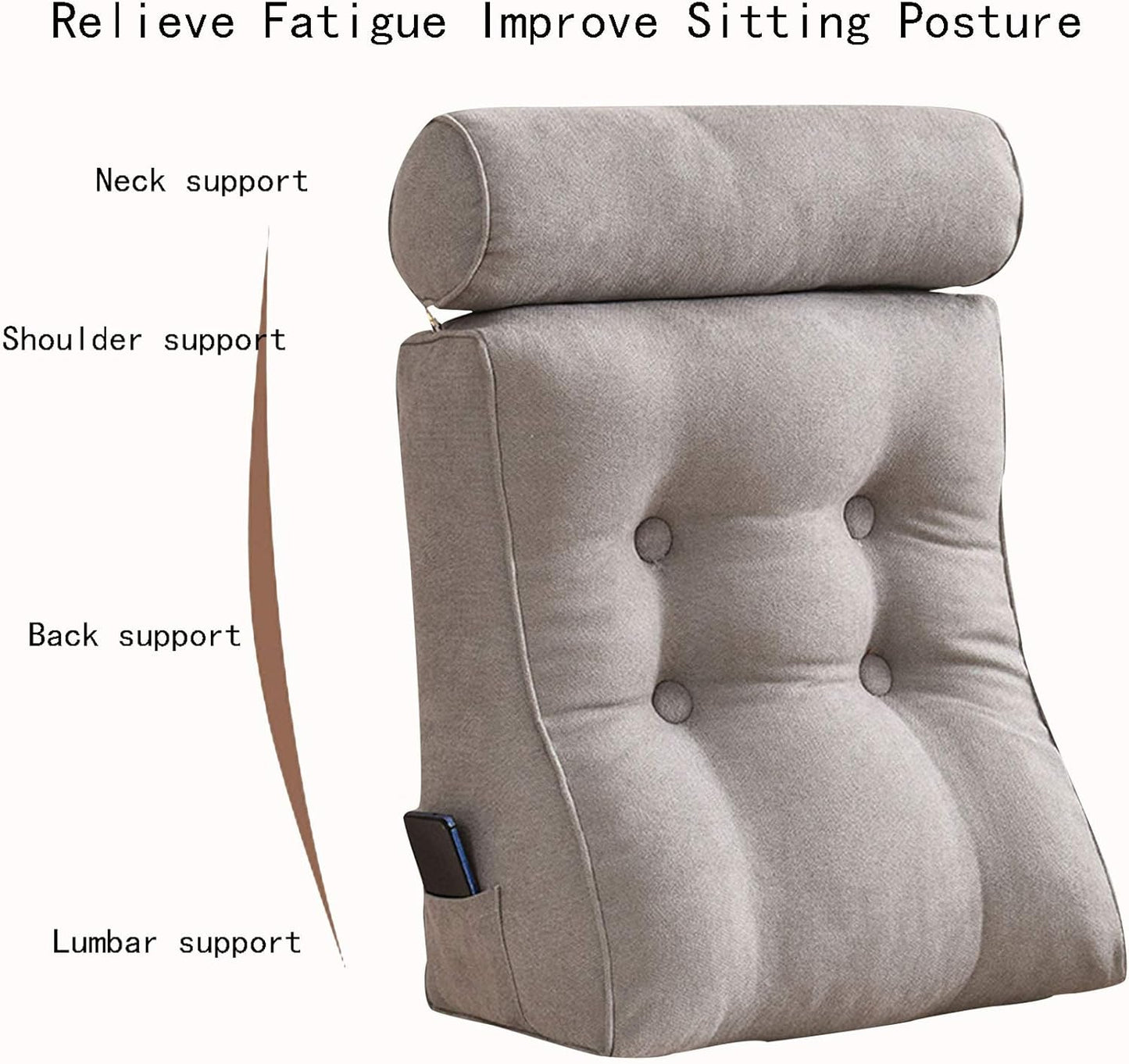 Reading Pillow Plump Polyester Fabric Lumbar Support Cushions Extra Large Reading for Bedroom Living Room 3 Colour 12Size (Colour: Green Size: 70 x 25 x 50 cm) (Green 50 x 25 x 50 cm)