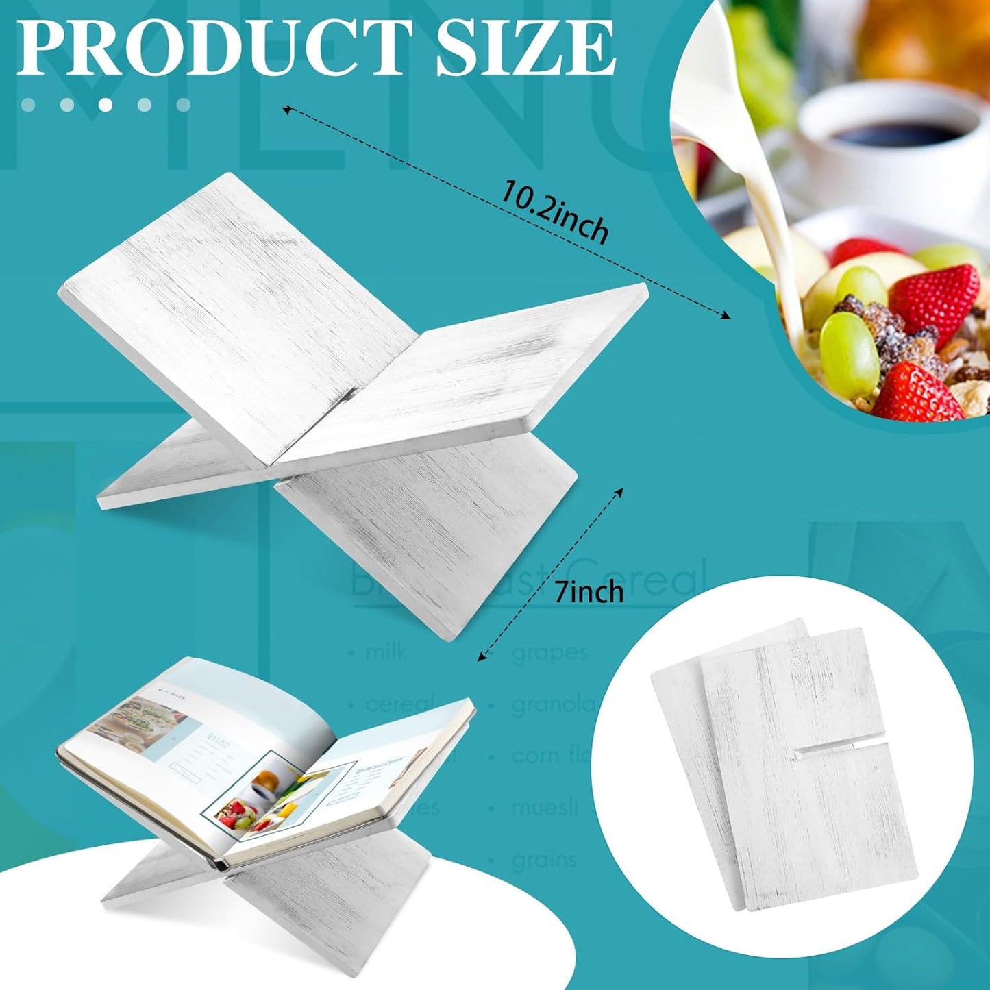 Geetery Book Stand Book Holder for Display Reading Textbook Holder Open Display Stand for Open and Closed, Cookbook, Magazines, Textbooks, Recipe(White)