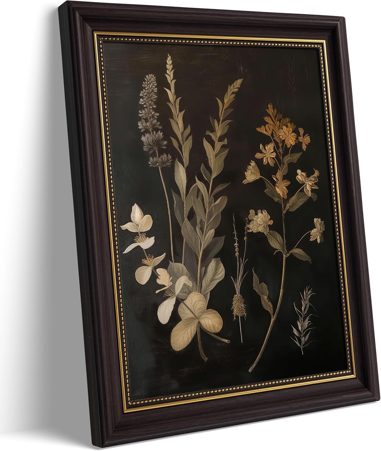 Framed Dark Botanical Canvas Wall Art Vintage Moody Floral Prints with Wood Frame Dark Academia Aesthetic Gallery Painting Wall Decor for Bedroom Living Room Office 9x11 Inch