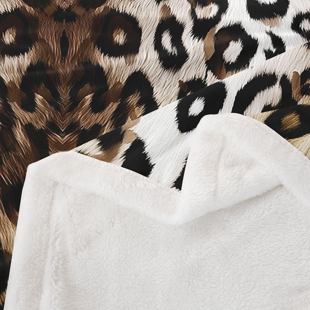 Feelyou Brown Leopard Sherpa Throw Blanket for Couch Animal Print Super Soft Cozy Fleece Cheetah Blanket for Winter, Plush Throw Modern Ombre Effects Throw 50"x60" Safari All Season