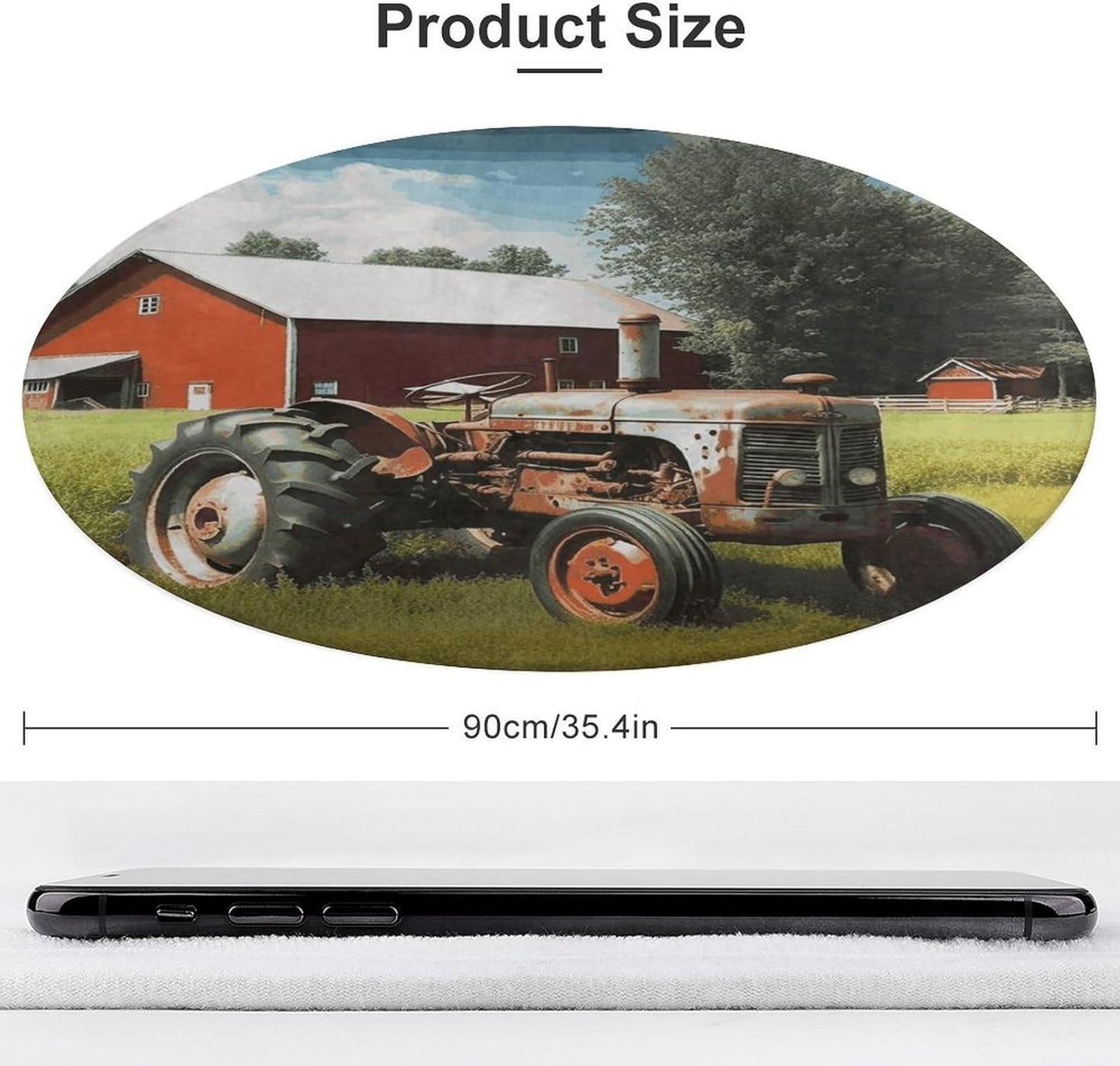 Company Farm Tractor Circle Rug Retro Luxury Coral Velvet Floor Mat Non Slip Soft Indoor Floor Carpet Comfy Thickened Area Rugs Modern Aesthetic Minimalist Carpets for Home Decor