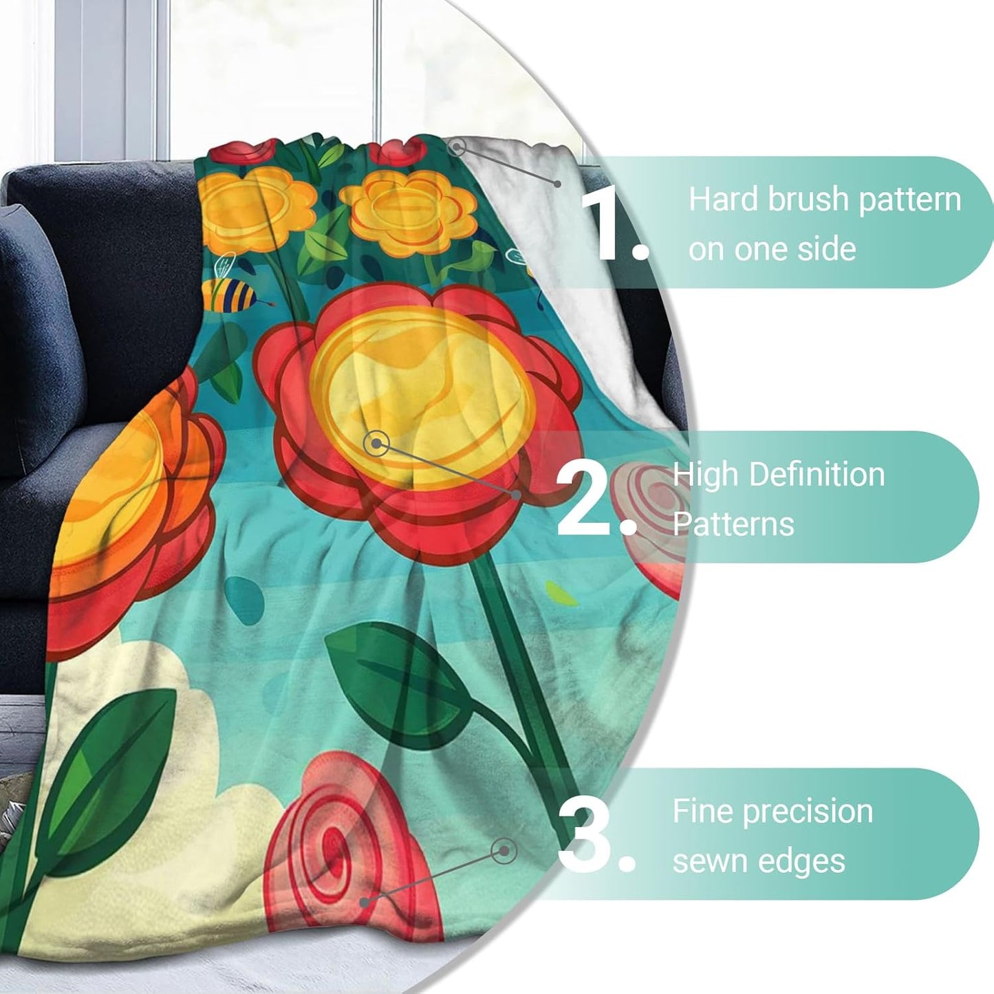 Elegant Reading Floral Throw Blanket, This is My Reading Flannel Blankets Gifts for Women Kids and Book Lovers, Home Decor Throws for Couch Bed Camping Travel Living Room Bedroom, 50x60 Inch