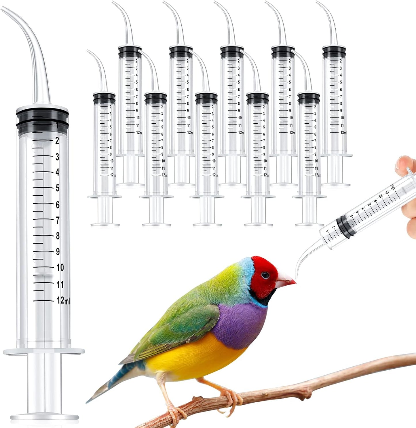 12 Pieces Baby Bird Feeding Syringe 12 ml Pet Liquid Syringes Kitten Feeder for Small Dogs Cats Puppy Kitten and Other Small Animal Breeding Supplies