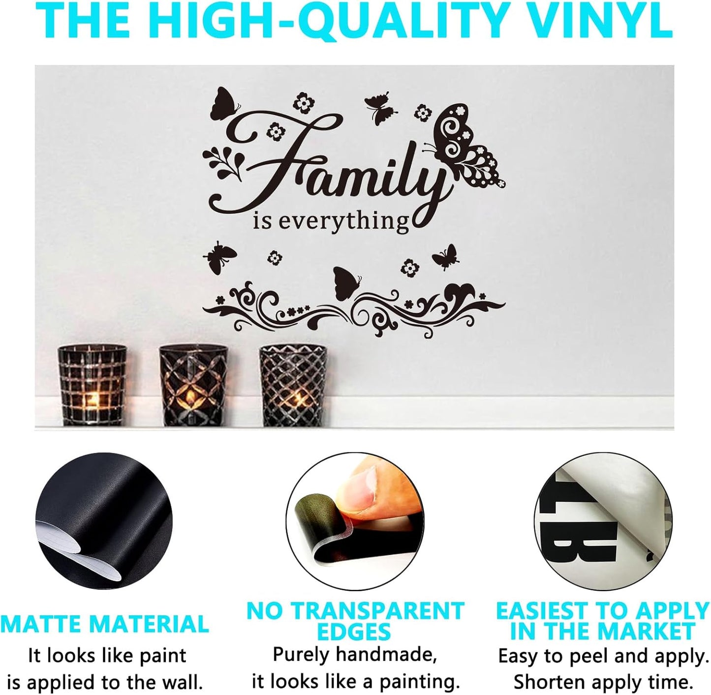 Inspirational Family Wall Stickers for Bedroom: Home Quotes Motivational Vinyl Art Wall Decals for Living Room Kitchen Apartment Bathroom - Family is Everything 18" X 15"