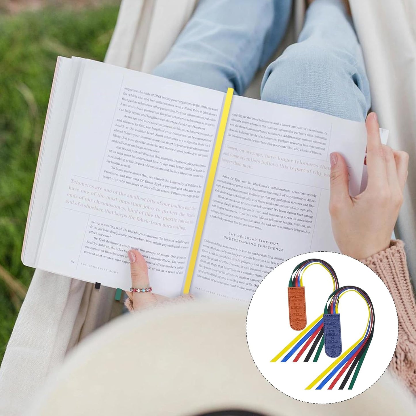 2Pcs Bible Ribbons Bookmarks, Christian Bookmarks Tassels, Artificial Leather with Text Book Marks with Colorful Ribbon, Book Accessories for Reader Easter Gift, Bible Accessories Women (Brown+Blue)