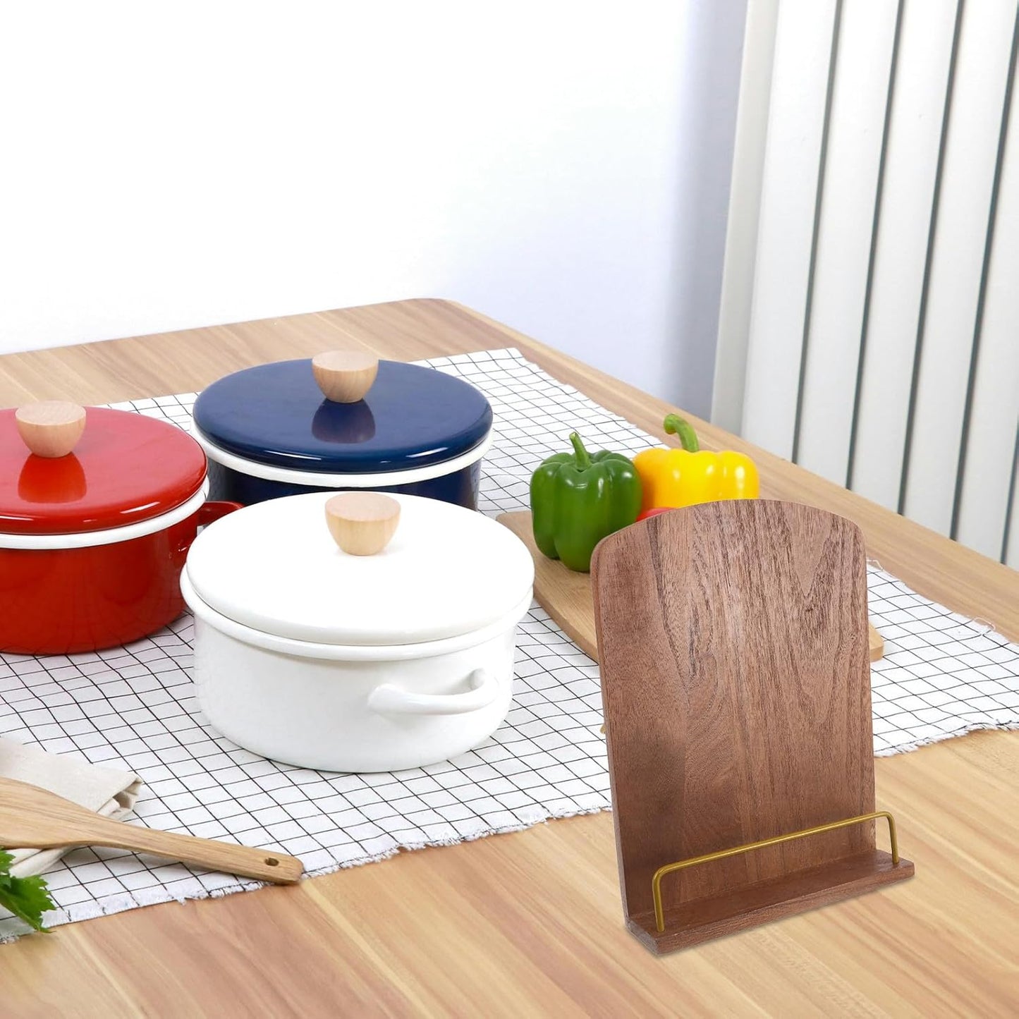 Recipe Book Holder for Kitchen Counter - Farmhouse Wooden Cookbook Stand - Adjustable Pad Tablet Book Holder Stand Rustic Decoration
