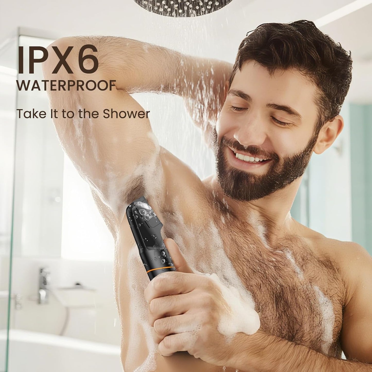 Manscape All-in-One Body & Pubic Hair Trimmer for Men, No-Nick Groin & Ball Shaver, Waterproof Mens Electric Grooming Kit with LED Display, USB Rechargeable (Black)