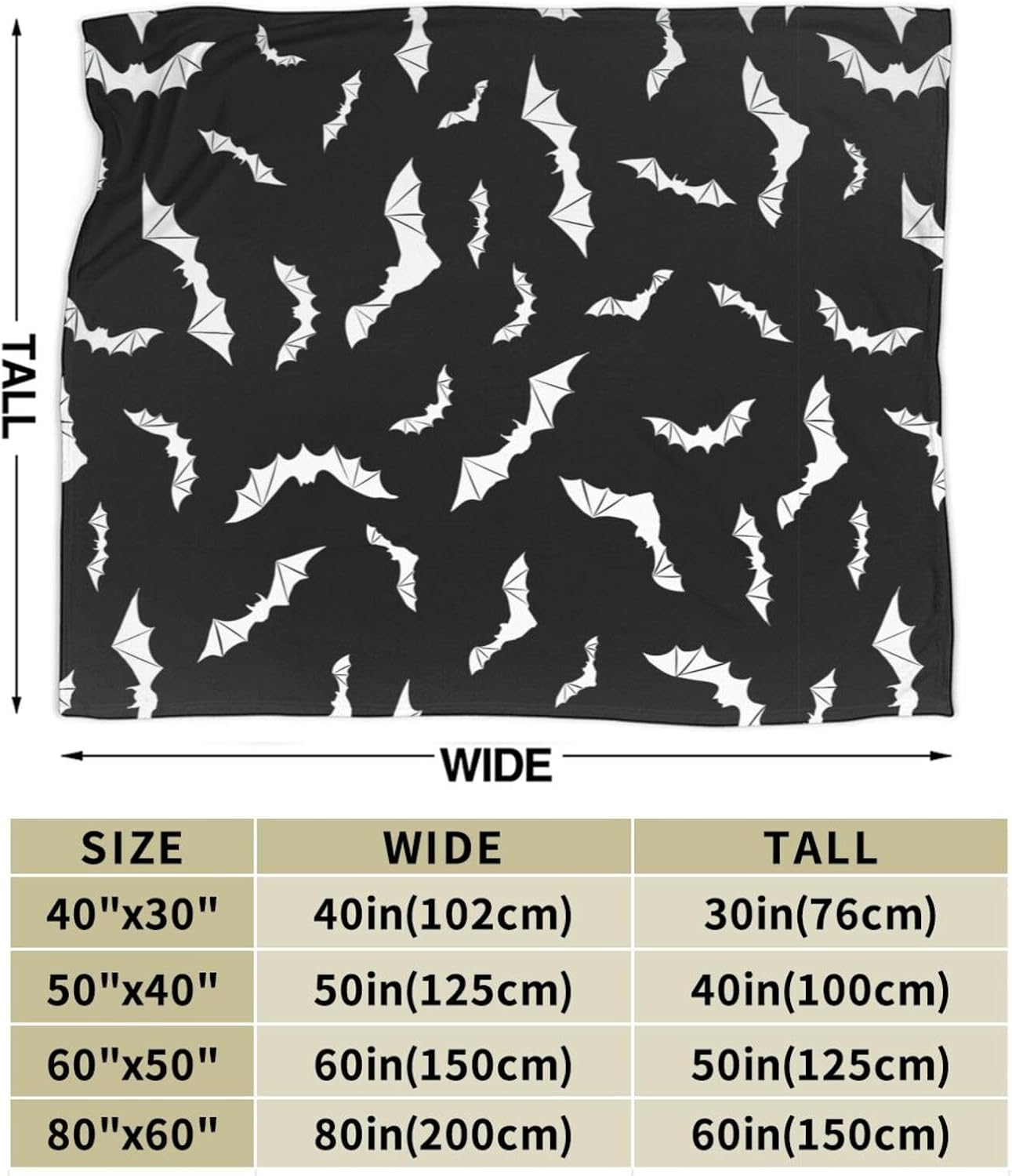 Bats Halloween Goth Fleece Flannel Blanket Throw Warm Lightweight Blankets for Home Office All Season (Bats Halloween Goth, 80X60)
