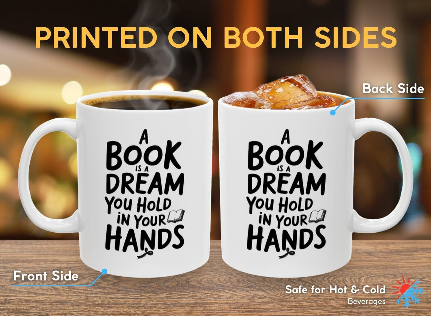 Book Lover Coffee Mug 11oz White - Book Dream - Gift for Bookworm Reader Reading Lover Bookish Women