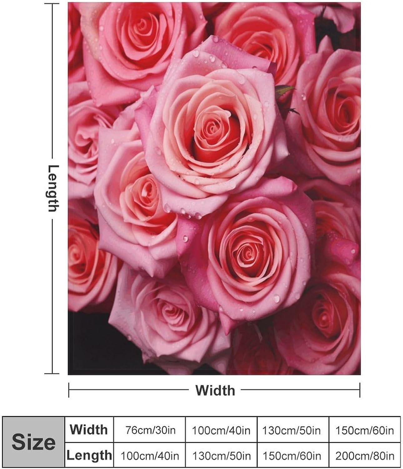Elegant Rose Flower Throw Blanket for Couch Super Soft Warm Lightweight Throw Blankets Cozy Flannel Bed Blanket Cute Decorative Blankets for All Seasons Home Decor Gift 40"*50" （100 * 130cm）