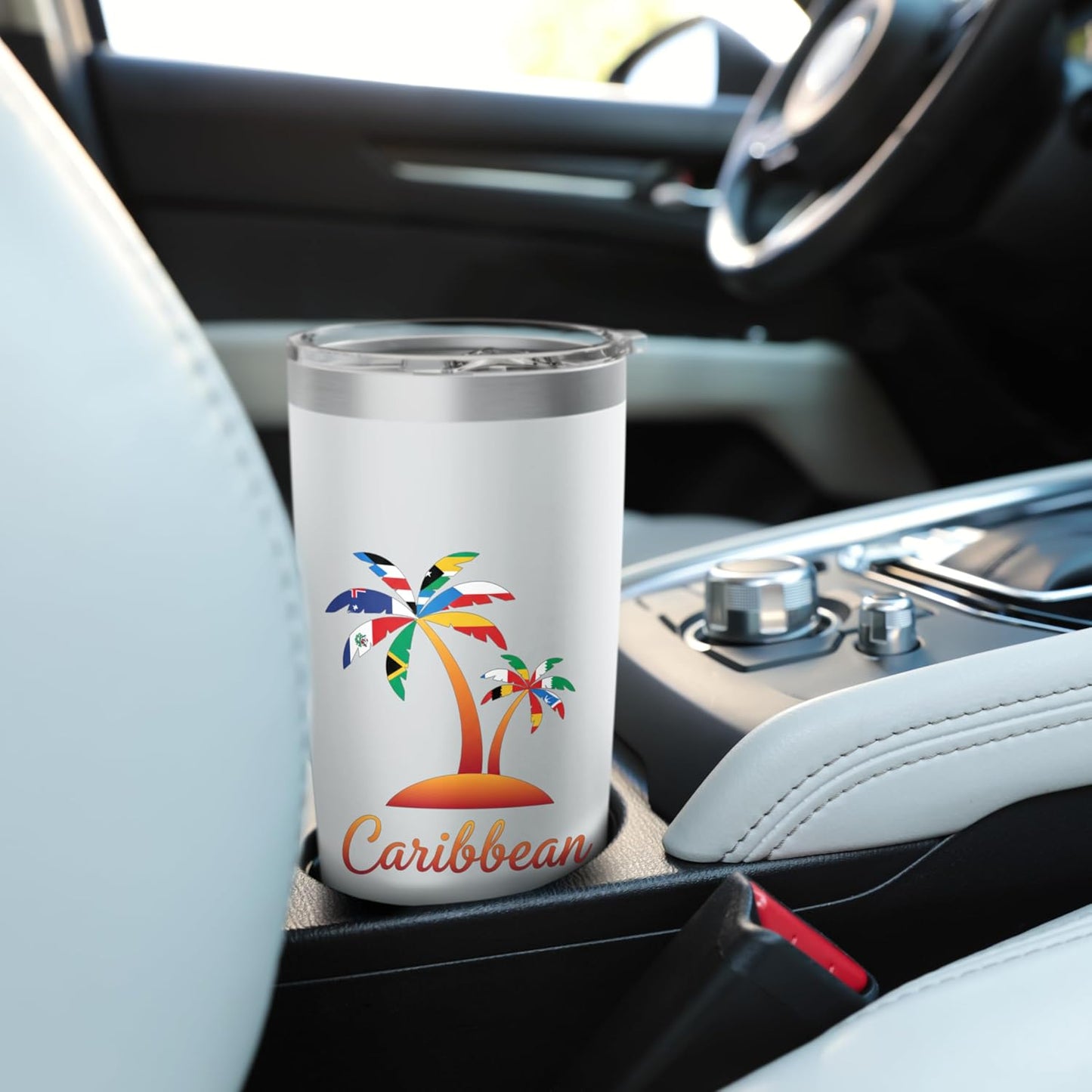 Caribbean Palm Island Kids Vacation Travel Tropical Latino Stainless Steel Insulated Tumbler