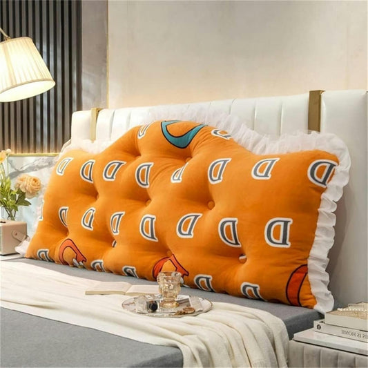 Large Bed Rest Positioning Support Pillow, Removable Day Bunk Bed Wedge Headboard Reading in Bed Bolster Lumbar Cushion Bed Rest Pillows(Orange,180x70cm)