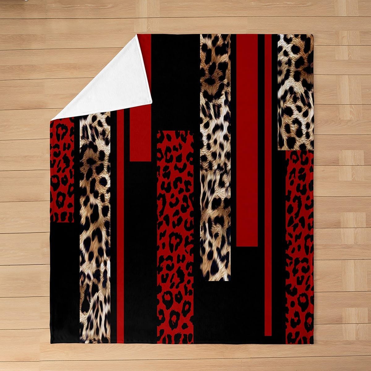 Castle Fairy Leopard Print Throw Blanket Red Brown Black Stripes Rustic Flannel Blanket for Teens Adults Women Wild Animal Cheetah Skin Print Bed Blanket for Bedroom Sofa Twin 60x80