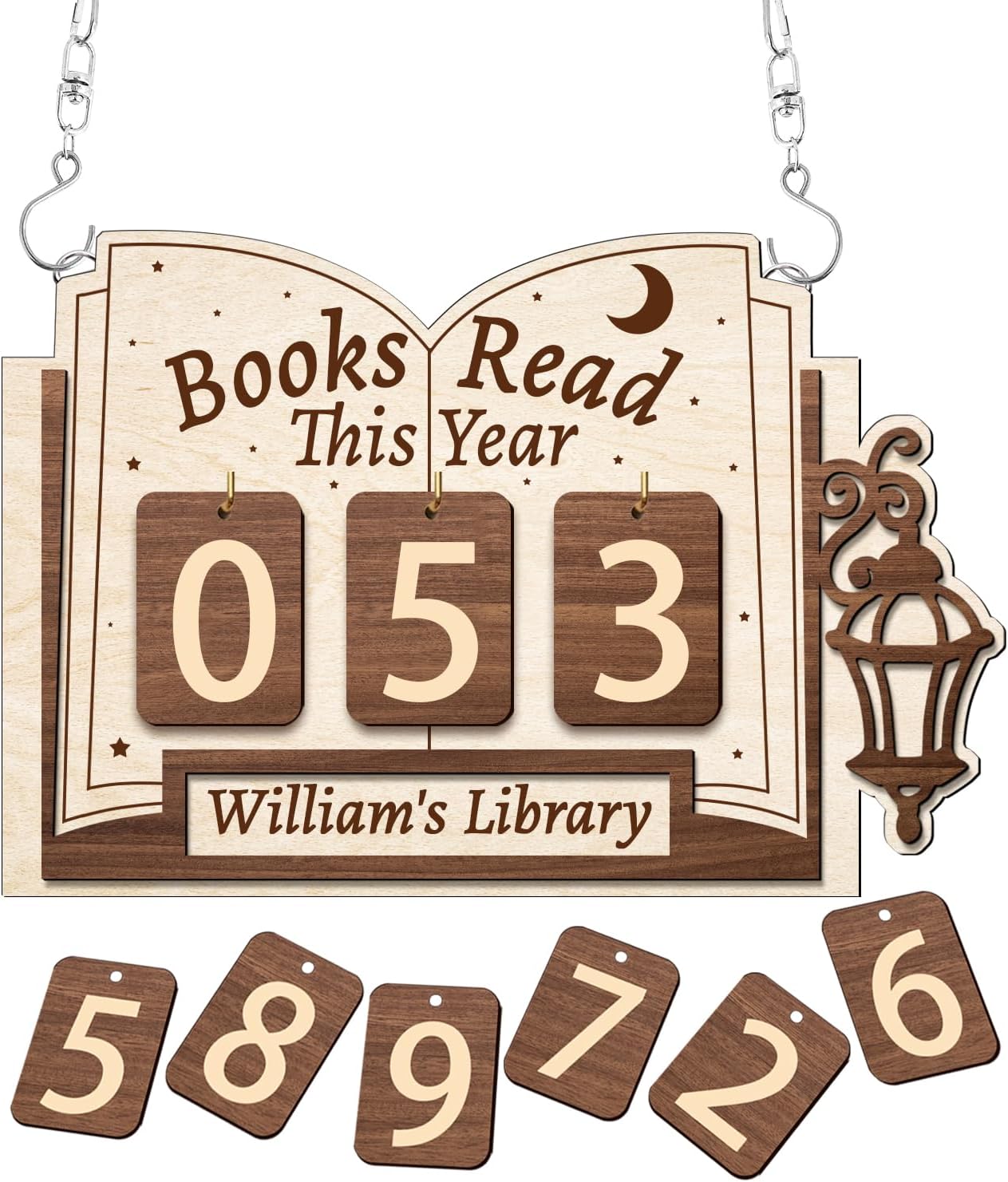 Books Read This Year Counter Sign – Personalized Reading Tracker Plaque, Custom Bookish Gifts for Readers, Librarians, Teachers – Bookshelf Décor for Reading Challenge