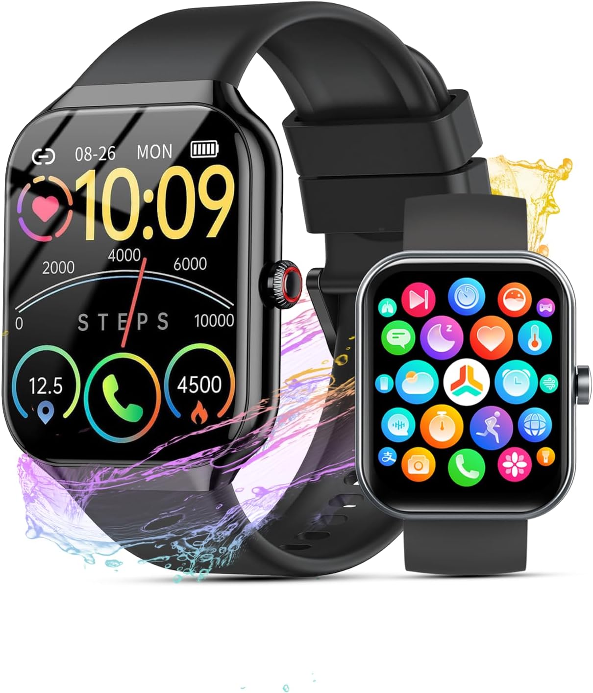 Smart Watch for Men Women(Answer/Make Calls), 2026 New 1.96" HD Smartwatch, Fitness Tracker with 110+ Sport Modes, IP68 Waterproof Pedometer, Heart Rate/Sleep/Step Monitor for Android iOS, Black