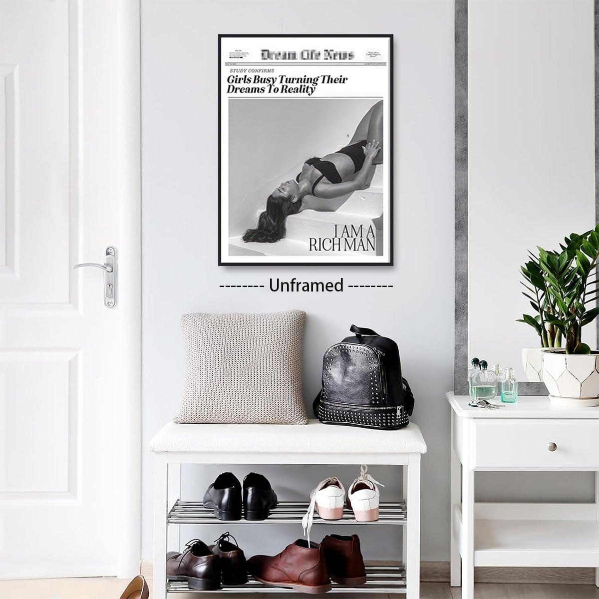 Bwodke Trendy NewsPaper Poster Wall Art Retro Cowgirl Black And White Girly Feminist Canvas Prints Preppy Magazine Pictures Bar and Party Aesthetic Decor Painting Barthroom Bedroom Dorm