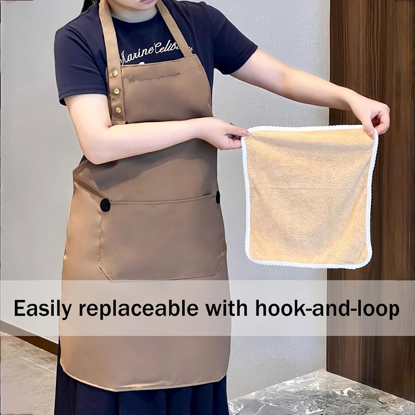 Apron with Towel, 2 Hand Towel & XL Pocket,for Art, Teaching, Kitchen, Cooking, Cleaning, Gardening, Home