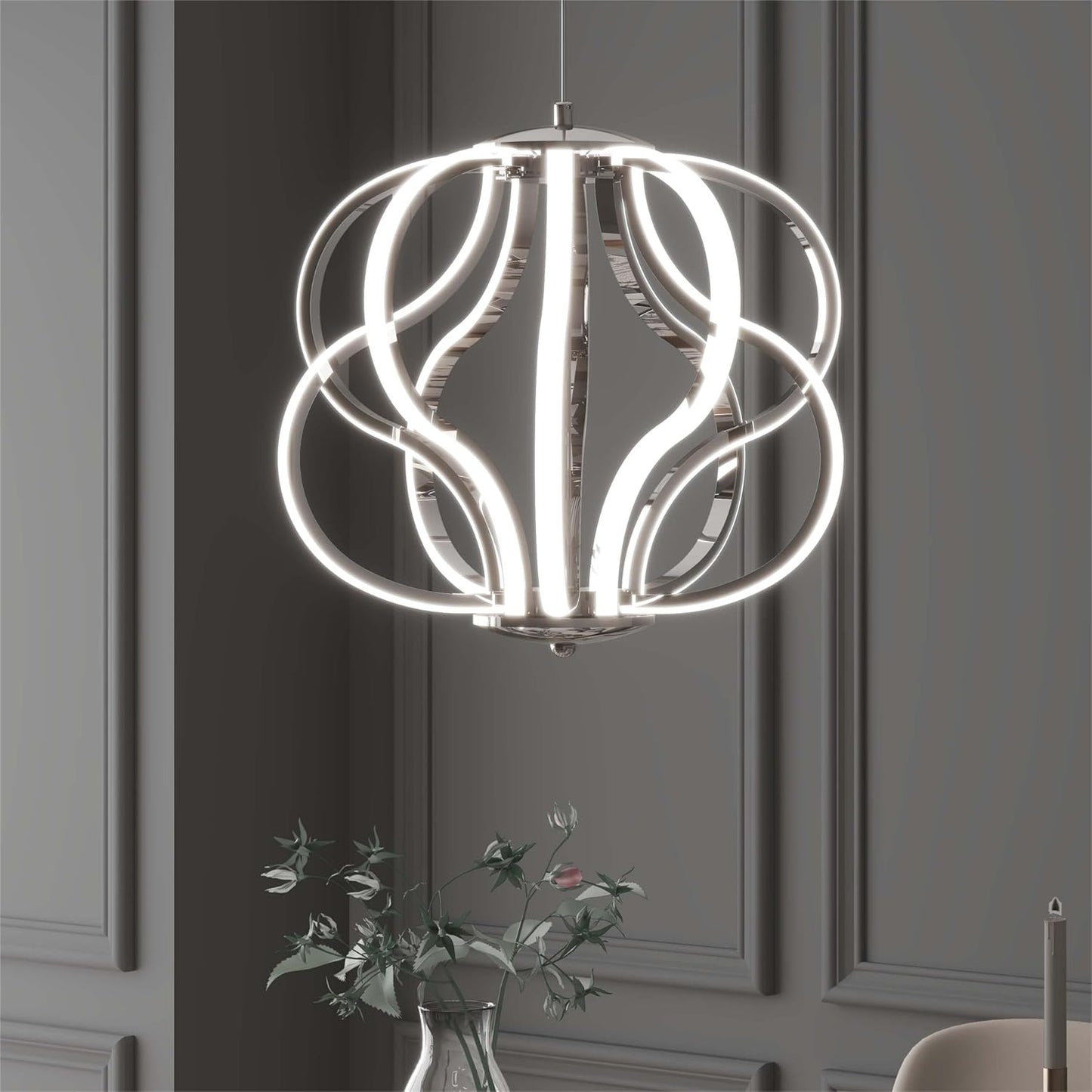 Modern LED Chandelier Acrylic Design Adjustable Hanging Chandelier Easy Install Suitable for Dining Room Living Room Bedroom Kitchen and Corridor