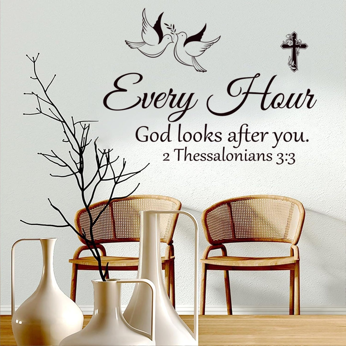 Bible Verse Wall Stickers Inspirational Quote Motivational Scripture Sticker Peel and Stick Wall Decals Religious for Living Room Family Home Bedroom Decor