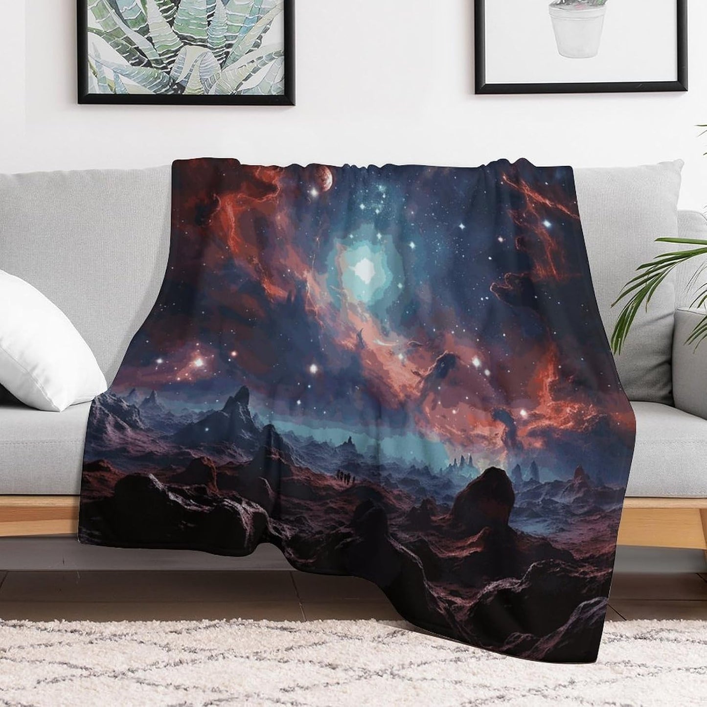 Space with Cluster Blanket Super Soft Lightweight Throw Blanket Cute Cozy Warm Bed Blanket Decorative Fuzzy Blanket All-Season Home Decor Gift for Sofa Couch Living Room 30"*40"（76 * 100cm）