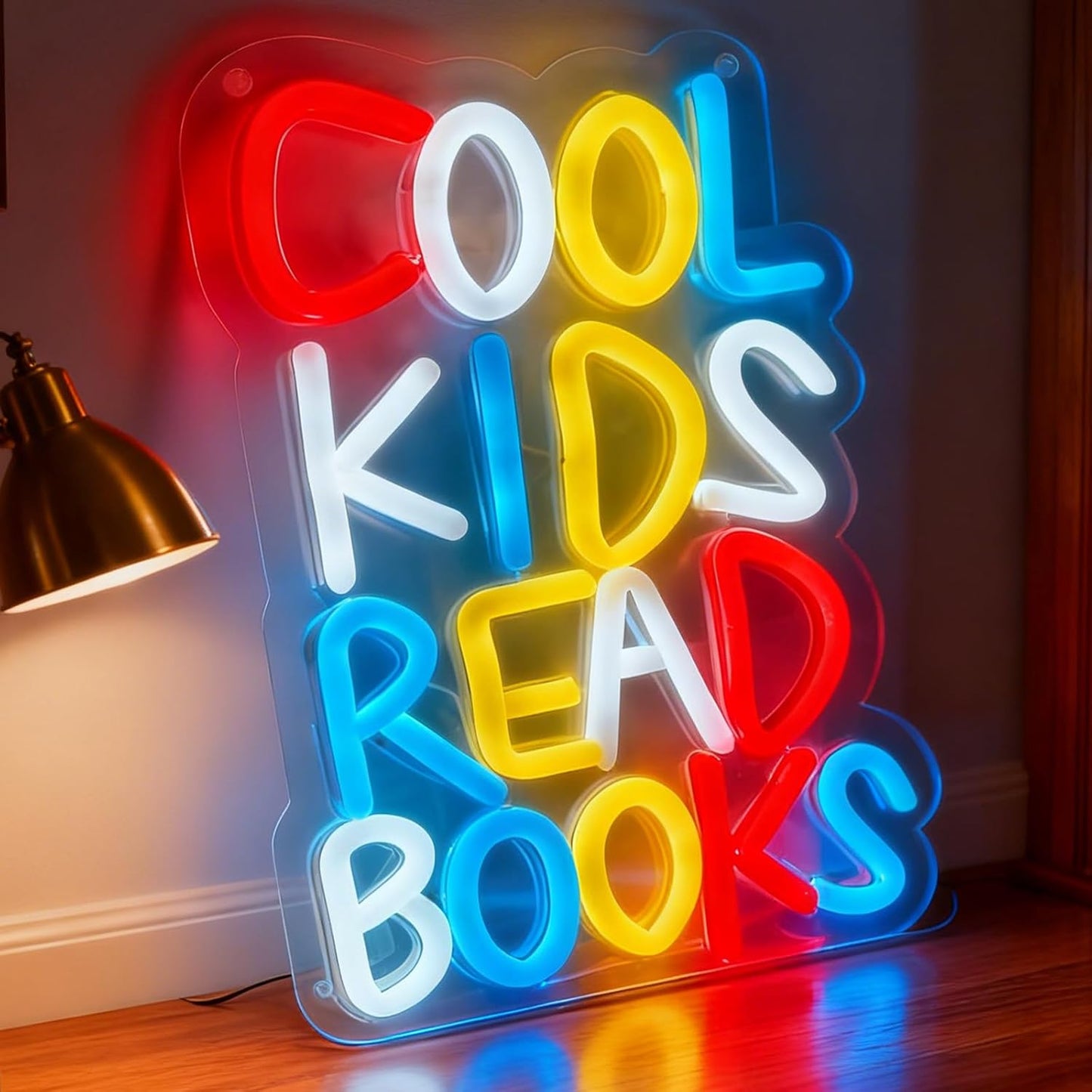 Cool Kids Read Books Neon Sign, USB Powered Dimmable Decorative Neon Light Home Kids Room Classroom Library Reading Themed Decor Wall Table Light Up Sign 10.2 x 6.7 In