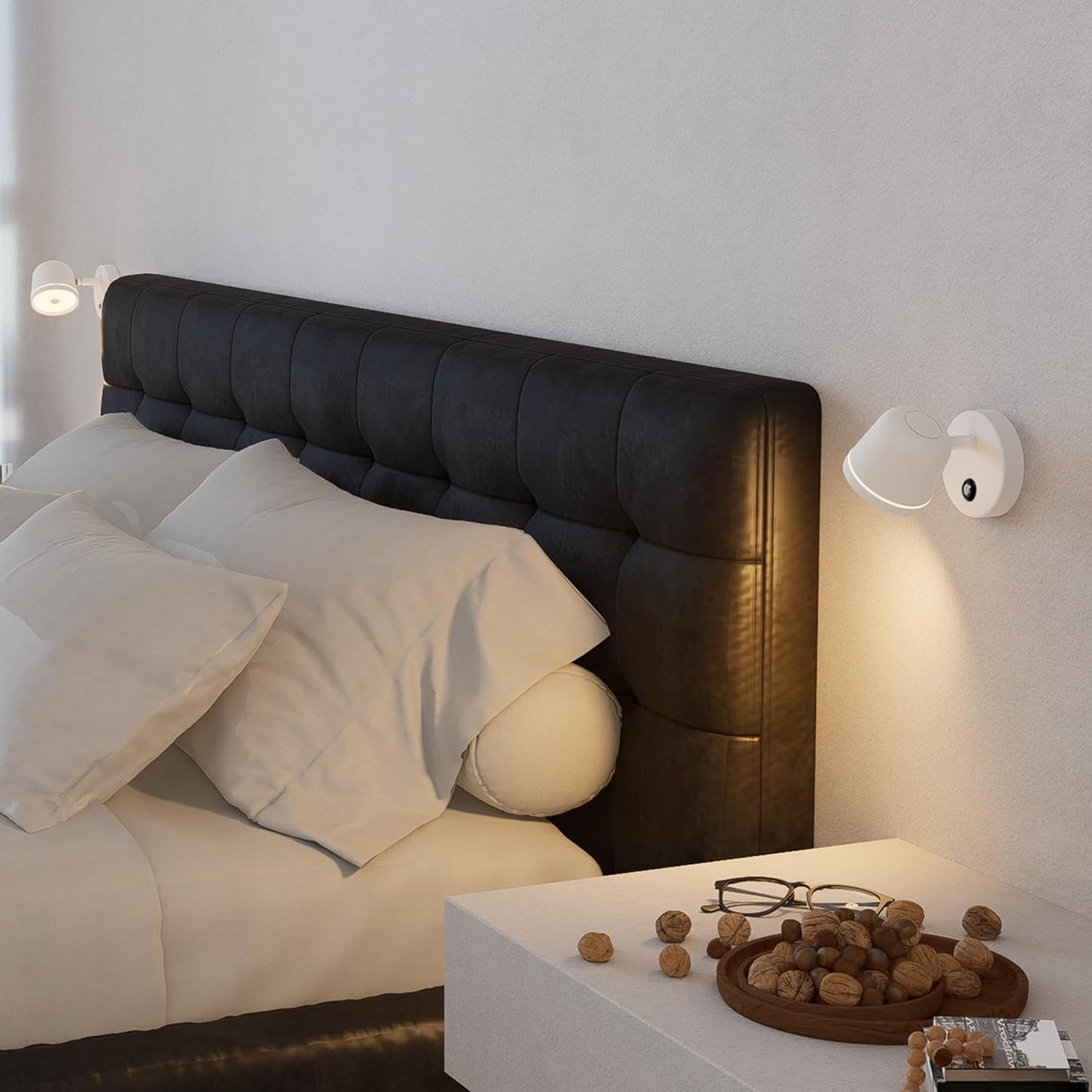 Aisilan Wall Sconce, Hardwired Touch Dimmable Wall Light with 3 Color Temperatures, Adjustable 7W LED Wall Lamp CRI97, Modern White Aluminum Sconce for Bedroom Bedside Hallway