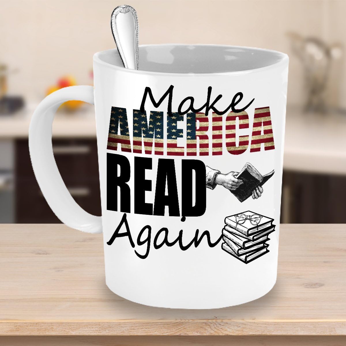MAKE AMERICA READ AGAIN MUG ~ Book lover -I love hot girls - go away -reading quote - funny love to read - mug if you can read this - librarian gifts -White coffee Tea Cup 11 Oz