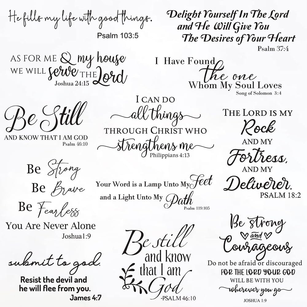 12PCS Inspirational Wall Decals,The Bible Wall Stickers Quote Motivational Decal for Bedroom Living Room Nursery Decor 11×6 in