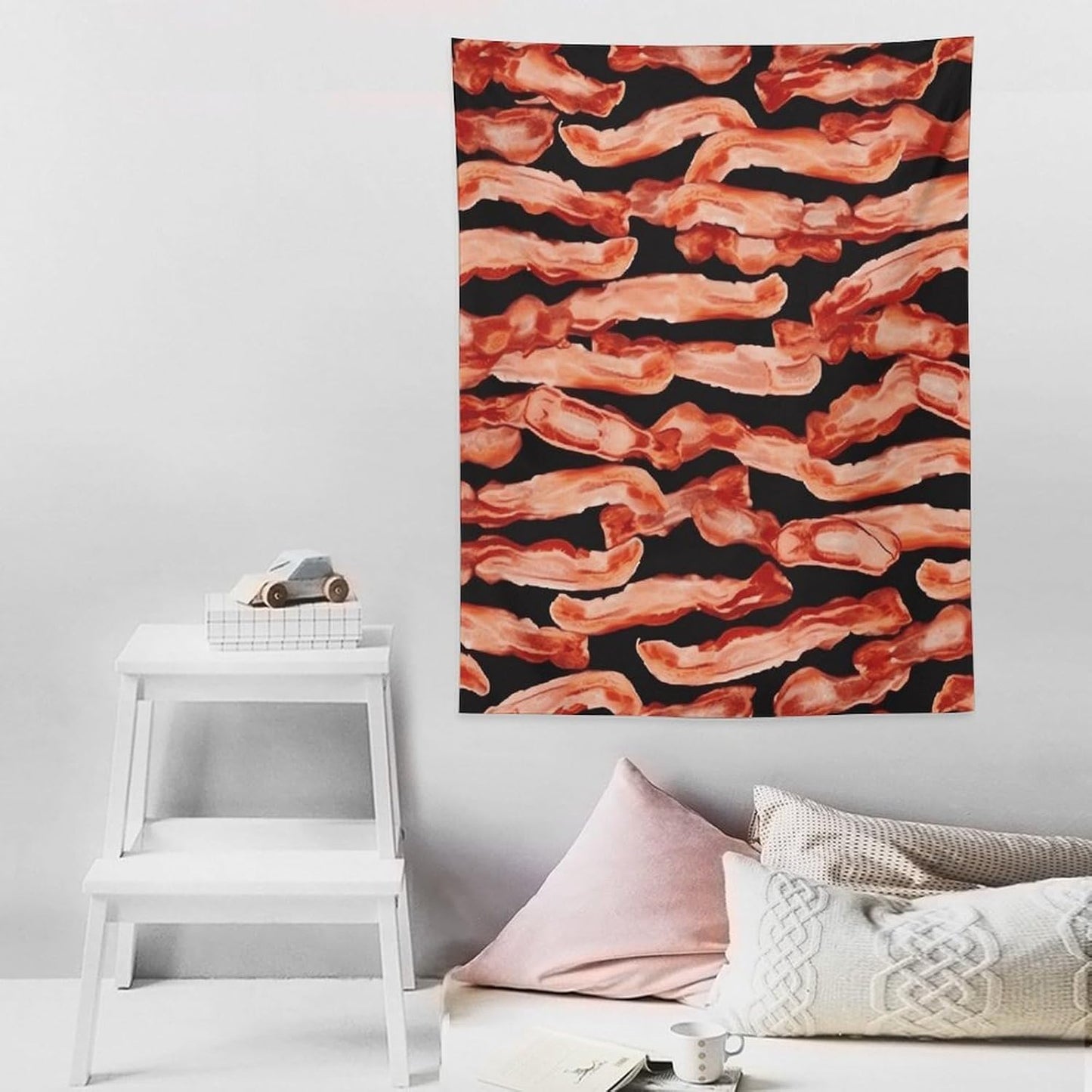 FodPand Bacon Pattern Tapestry Anti-fading Wall Tapestry with Installation Kit Backdrop Banner Multipurpose Aesthetic Tapestries Boho Wall Art Hanging Decorative Blanket 30"x40"
