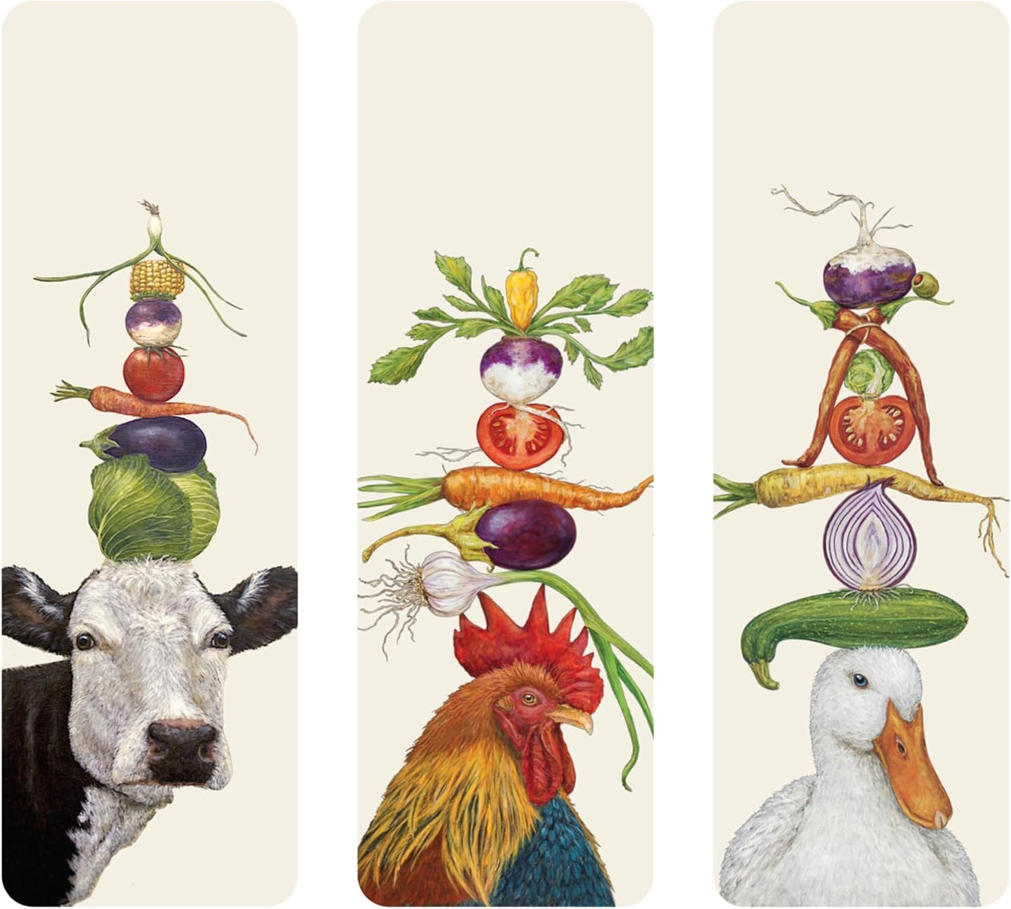 Hester & Cook Paper Bookmarks for Women - Printed 2-Sided Book Markers Set of 3 (Animals)