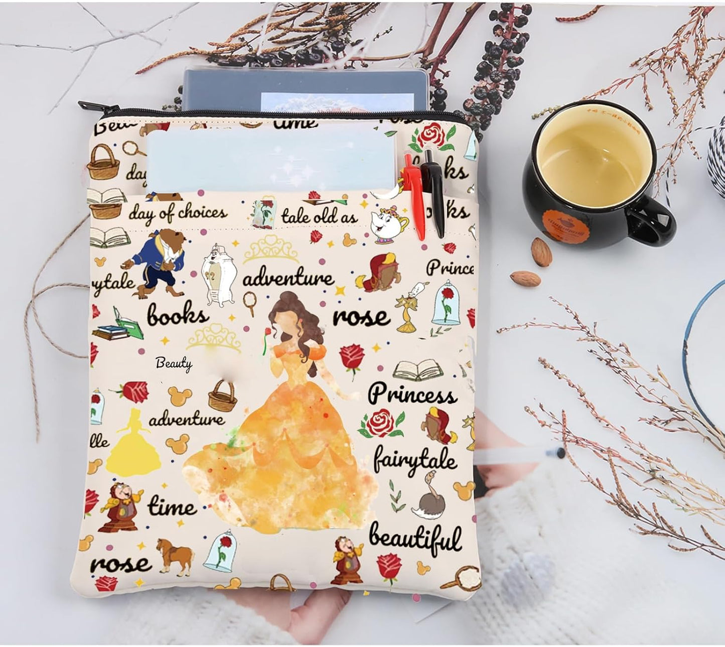 LQRI Princess Rose Book Sleeve Cartoon Movie Merchandise Lover Gift Beauty Gift