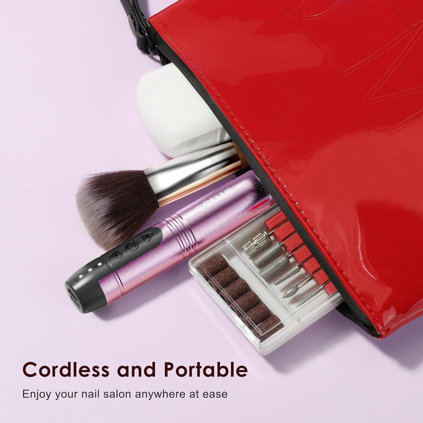COSLUS C20 Cordless Nail Drill Electric File: Professional for Acrylic Gel Dip Powder Nails Portable Nail Drill Machine Kit for Manicure Pedicure Nail Set with Everything Rechargeable Lightweight