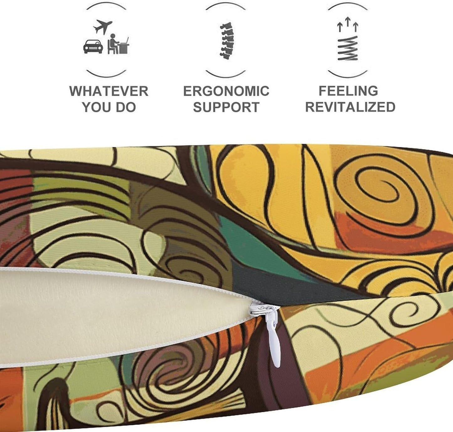 Wine Bottle Art Neck Pillow Memory Foam U Shaped Pillows Portable Pillows for Shoulder Travel Head Support Pillow with Concealed Zipper for Airplane Car Home Office