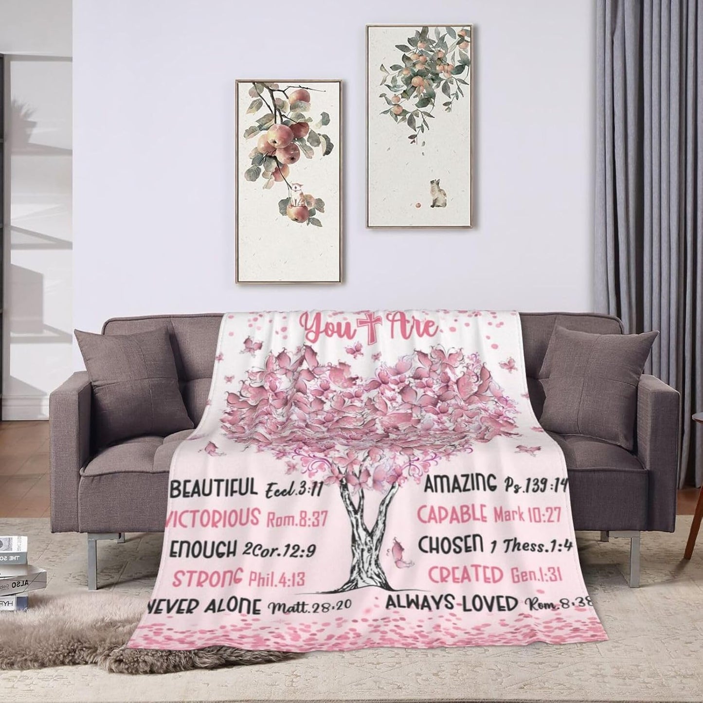 Baptism Gifts for Girl, Gifts for Christian Catholic Women Teenage Girls, Religious Throw Blanket 50" x 40"