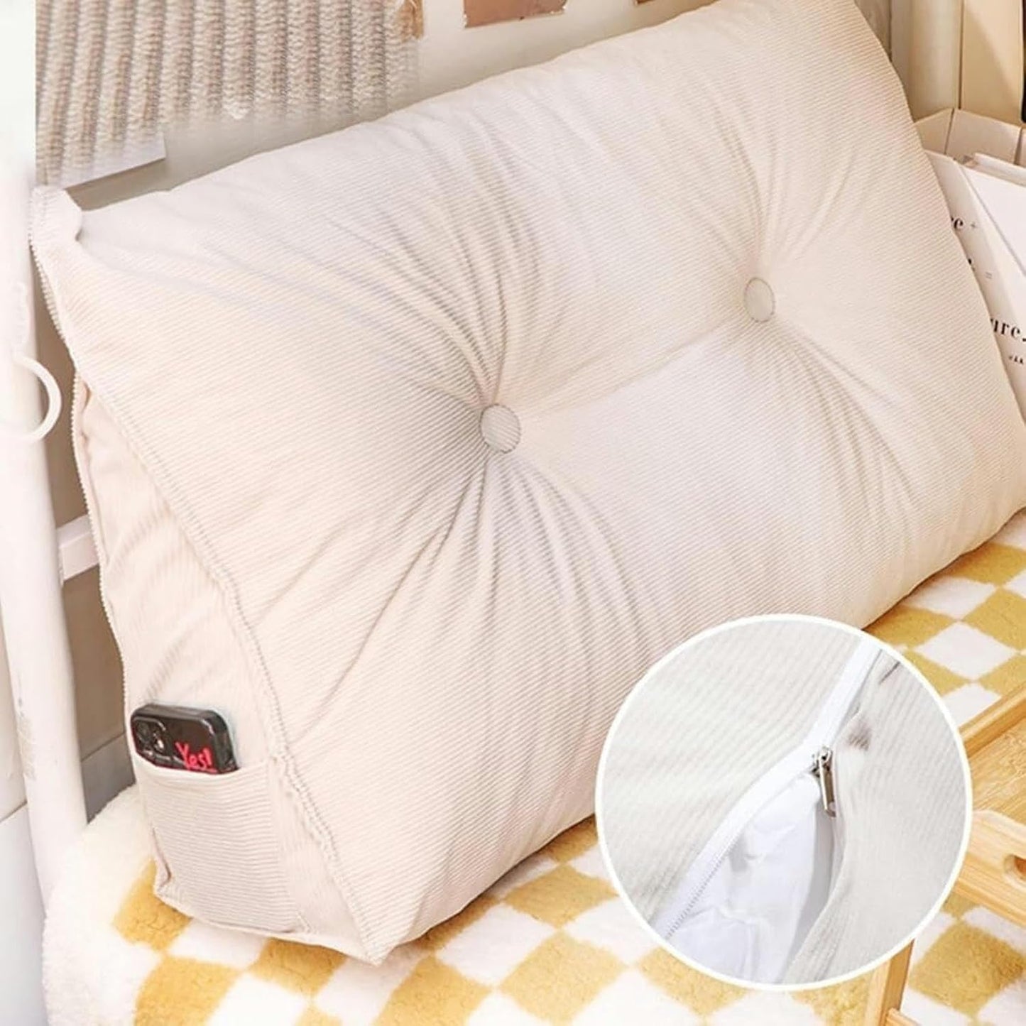 Reading Pillows Triangular Headboard Pillow Triangle Backrest Back Cushion Large Bolster Backrest Positioning Support Wedge Pillow Seat Daybed Removable, 79inch/200cm, Orange