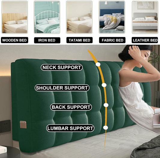 Fleece Headboard Pillow Wedge Backrest,Wall Pillowboard Headboard Upholstered Reading Pillow Bedside Cushion Day Bed Back Dorm Support Tatami Cushion,Gray,Paste/71x23x4In
