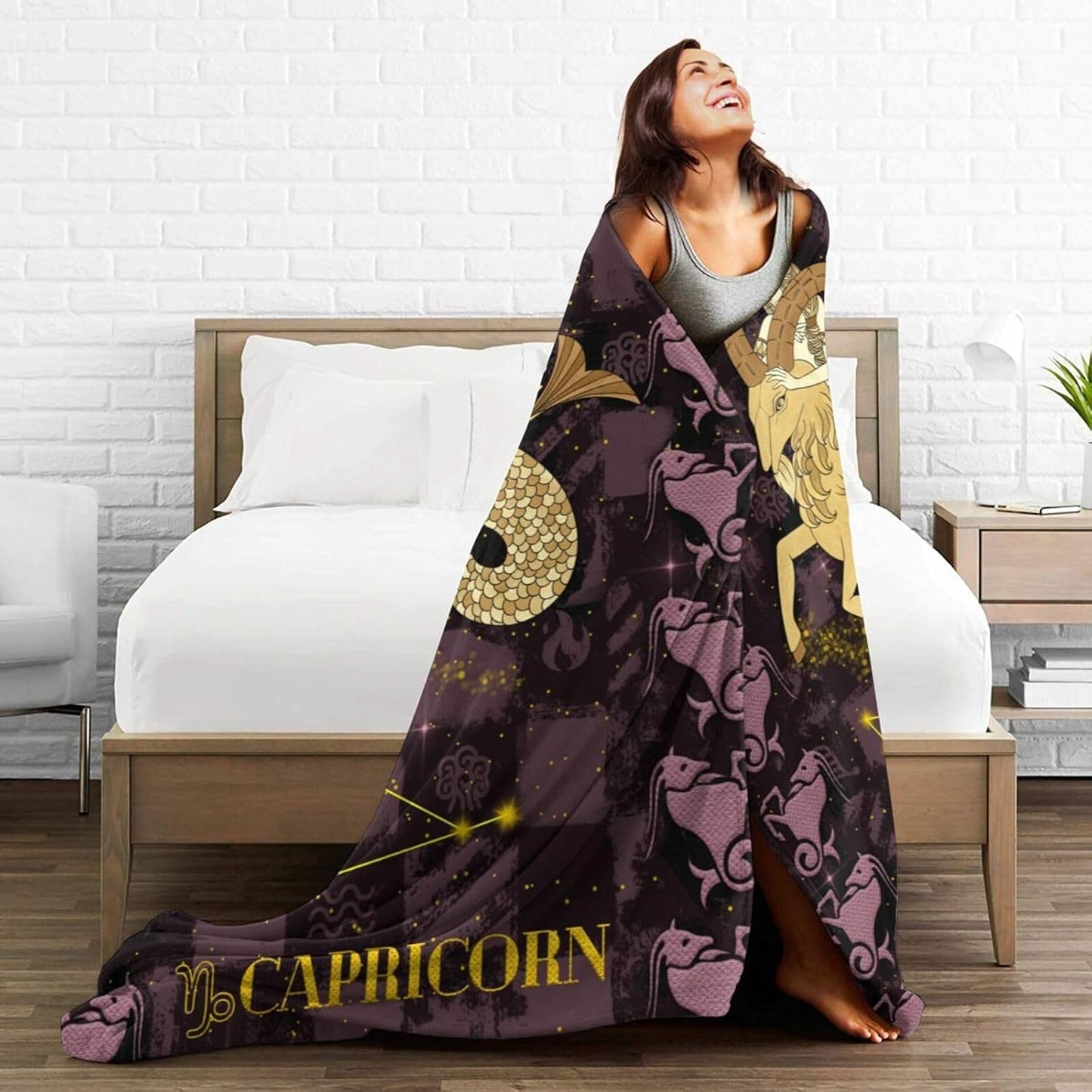 Constellation Capricorn Throw Blanket Flannel Zodiac Sign for Couch Bed Sofa Fuzzy Travelling Car for Women Man (60"x50", Capricorn)