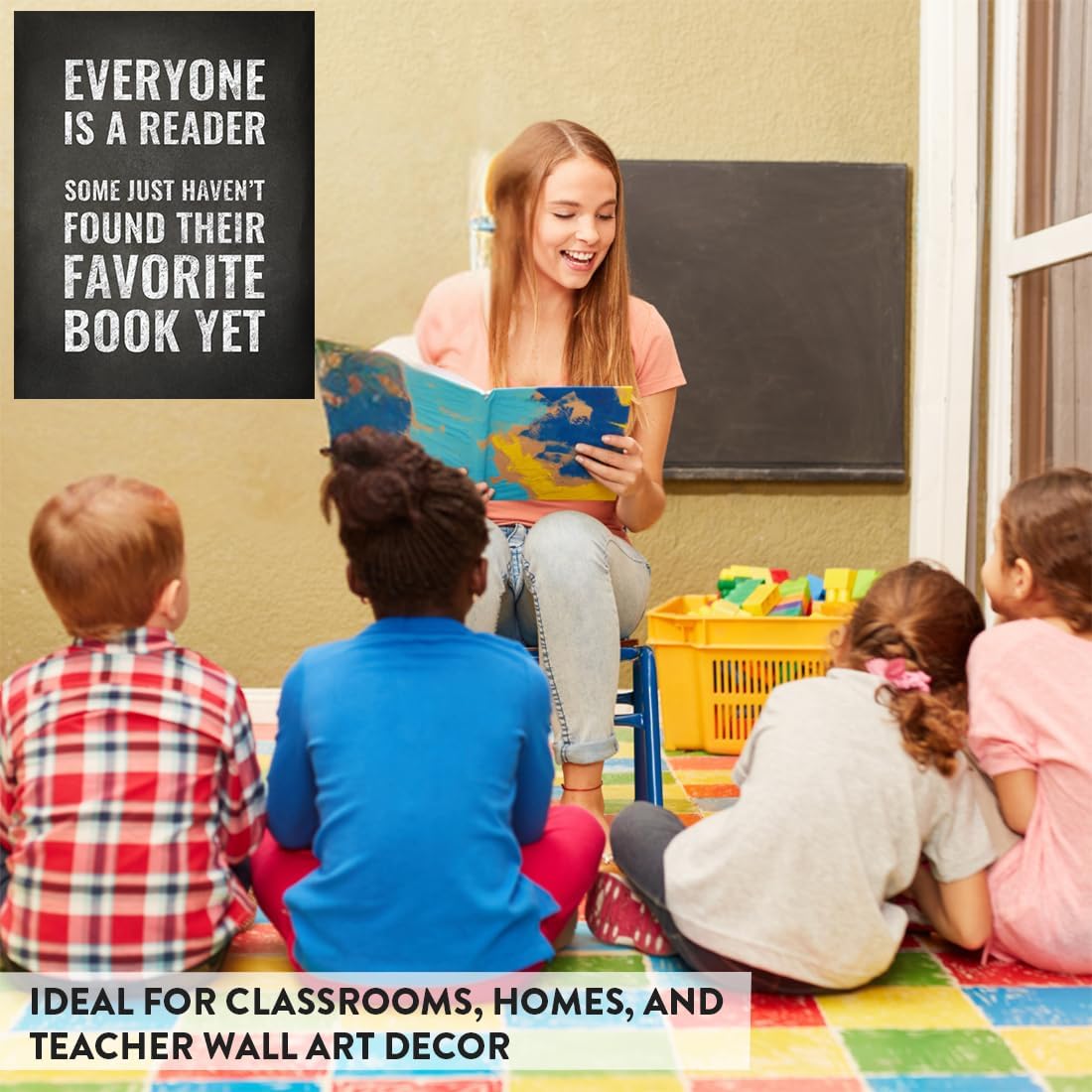 Andaz Press Library Wall Art, Everyone is a reader. Some just haven't found their favorite book yet, 8.5x11-inch Reading Quotes Office Home Classroom Library Poster 1-Pack, UNFRAMED Library Sign