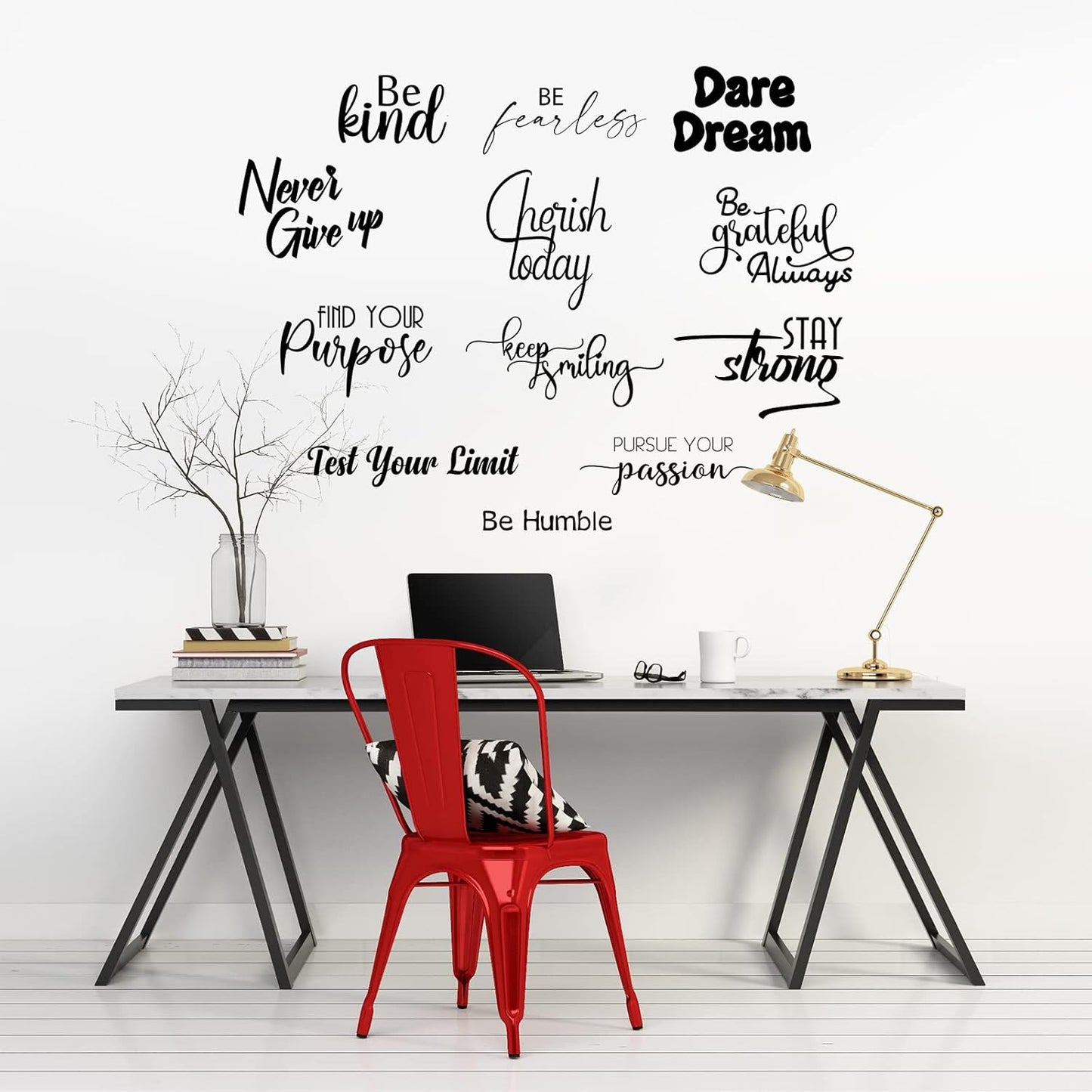 Fumete 12 Pcs Inspirational Quotes Wall Decals Peel and Stick Vinyl Mirror Stickers Motivational Saying Decals Positive Stickers for Bedroom Classroom Bathroom Office Teen Dorm Art Decor