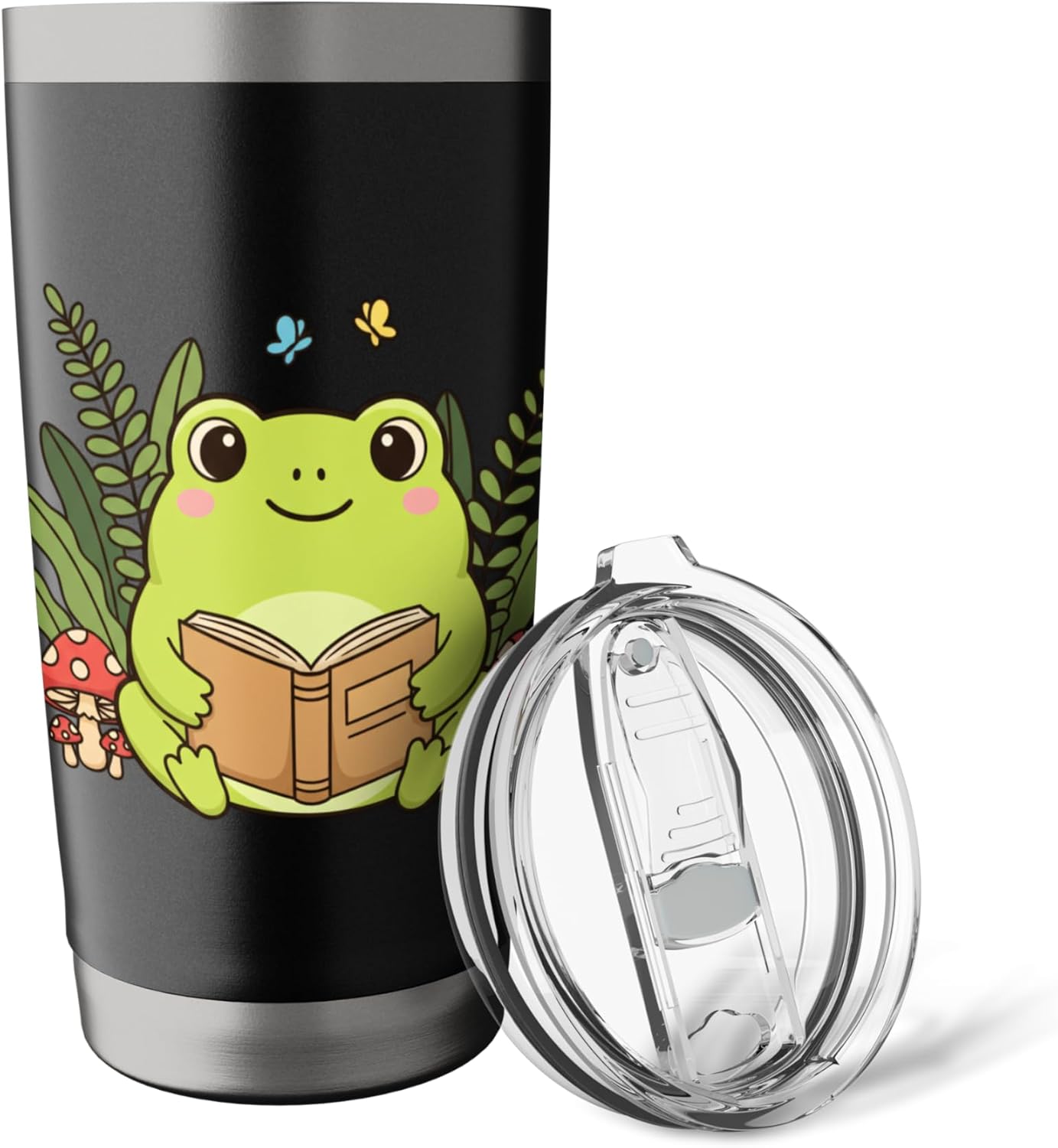 Reading Frog Cute Book Lover Kids Girls Cute Frog Reading Stainless Steel Insulated Tumbler