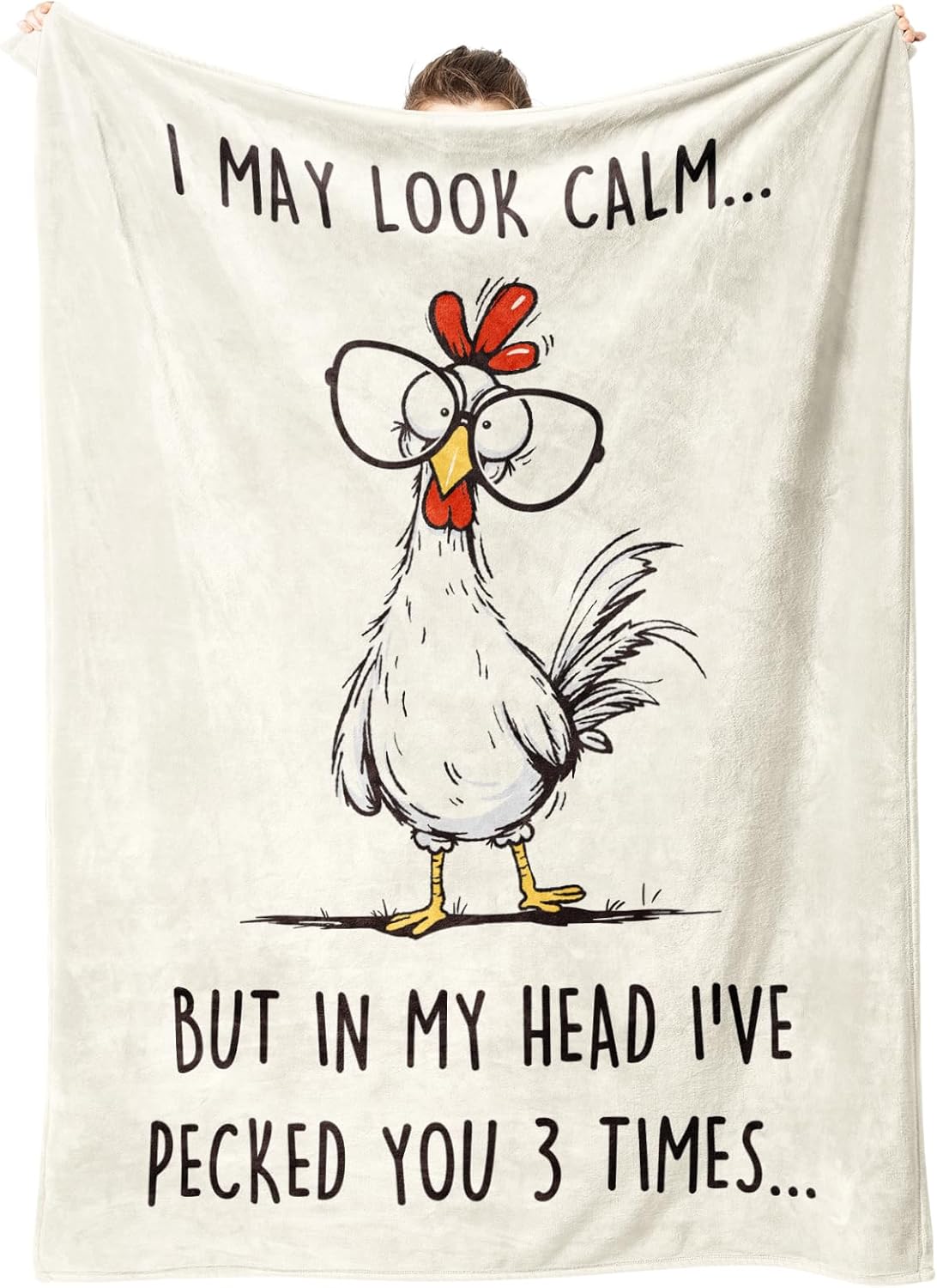Funny Chicken Blanket, Birthday Gifts for Women Men, Unusual Gifts for Friends Sister Coworker Mom, White Elephant Gift, Super Soft Flannel Throw Blanket, 60" L x 50" W