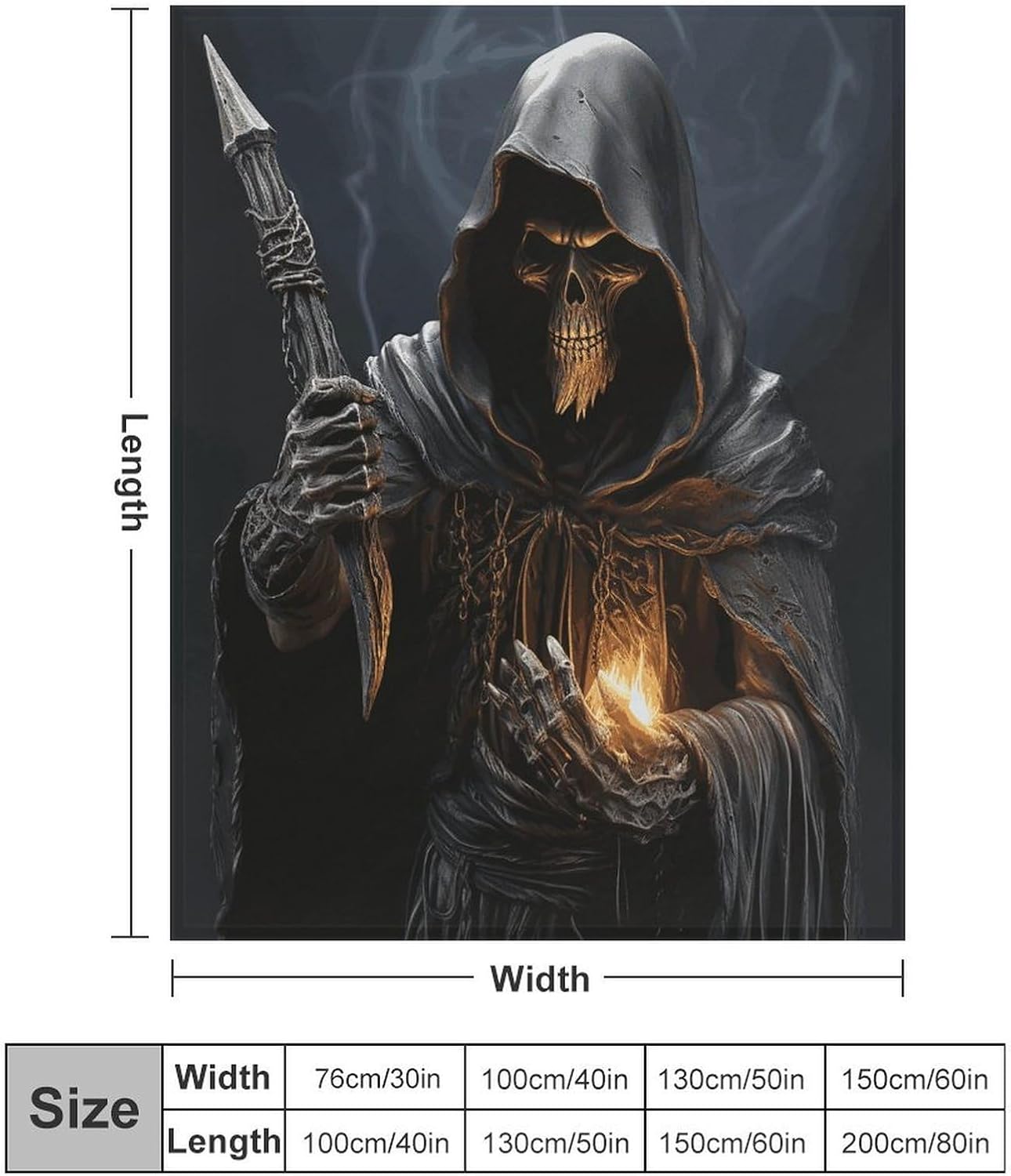 Grim Reaper Throw Blanket for Couch Super Soft Warm Lightweight Throw Blankets Cozy Flannel Bed Blanket Cute Decorative Blankets for All Seasons Home Decor Gift 60"*80"（150 * 200cm）